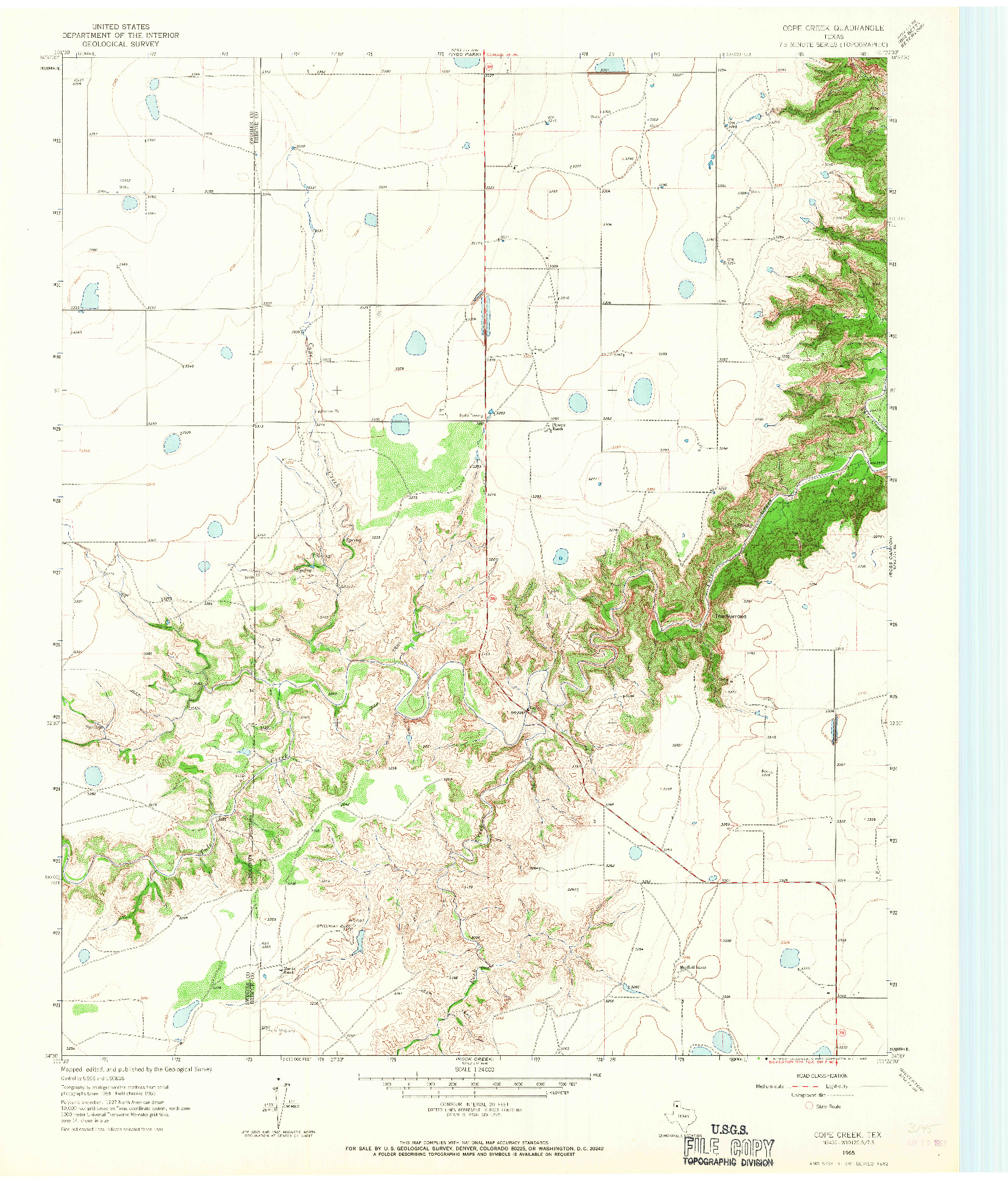 USGS 1:24000-SCALE QUADRANGLE FOR COPE CREEK, TX 1965