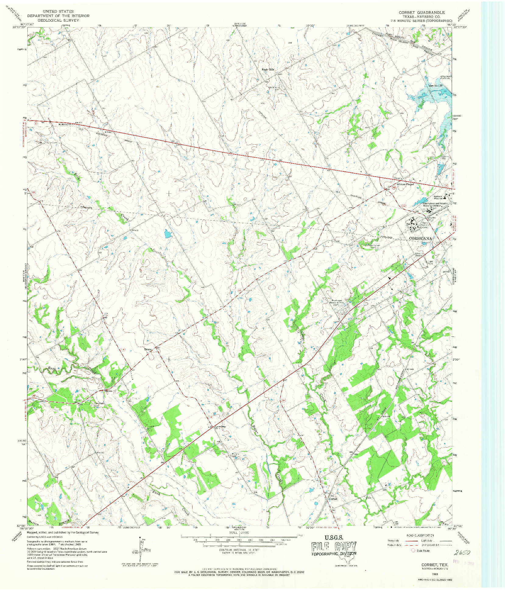 USGS 1:24000-SCALE QUADRANGLE FOR CORBET, TX 1965