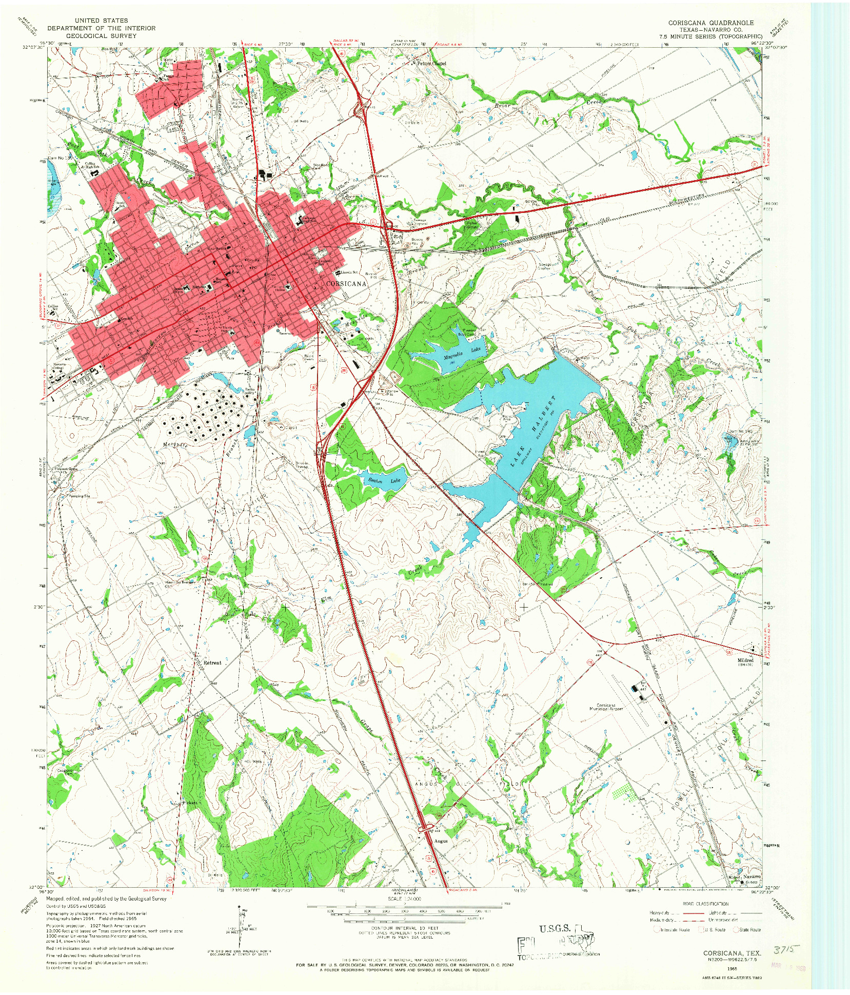 USGS 1:24000-SCALE QUADRANGLE FOR CORSICANA, TX 1965