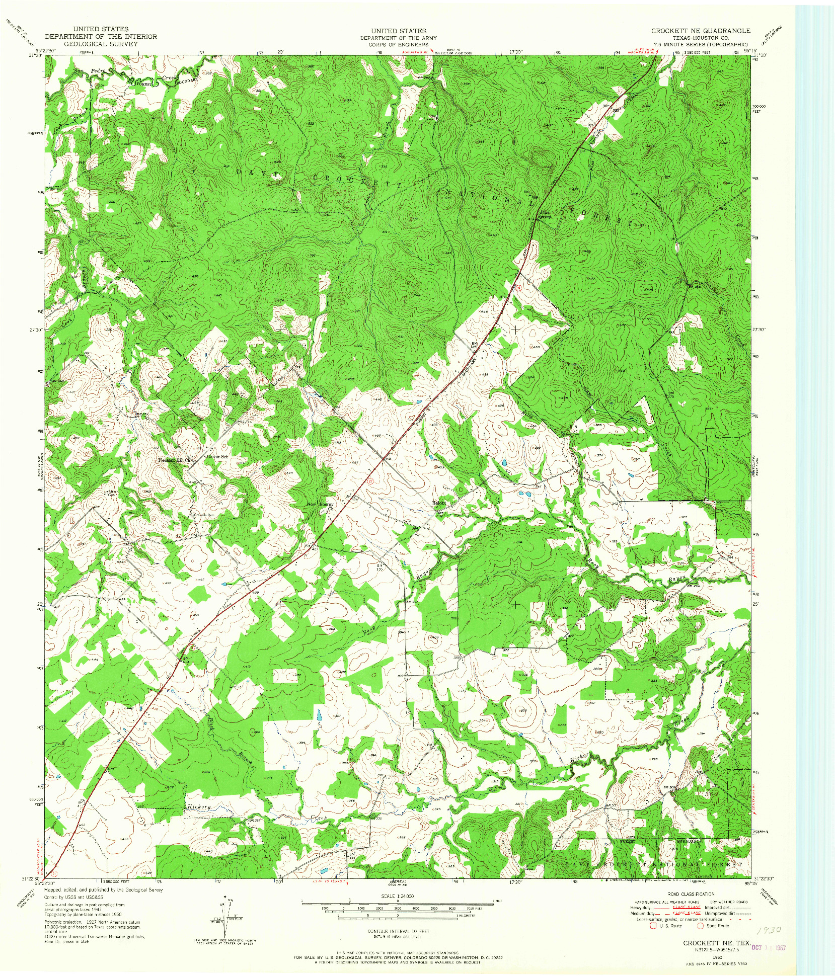 USGS 1:24000-SCALE QUADRANGLE FOR CROCKETT NE, TX 1950