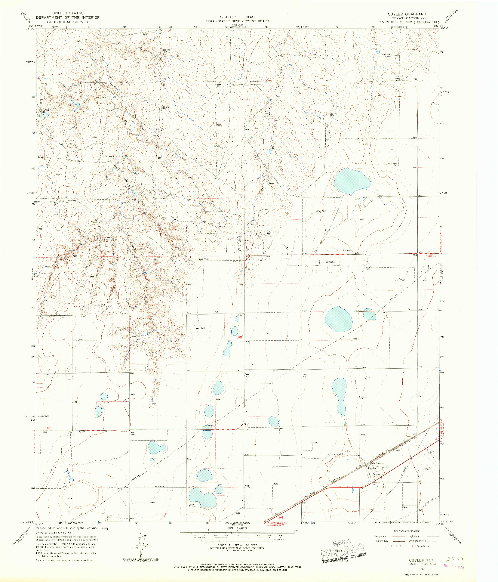 USGS 1:24000-SCALE QUADRANGLE FOR CUYLER, TX 1966