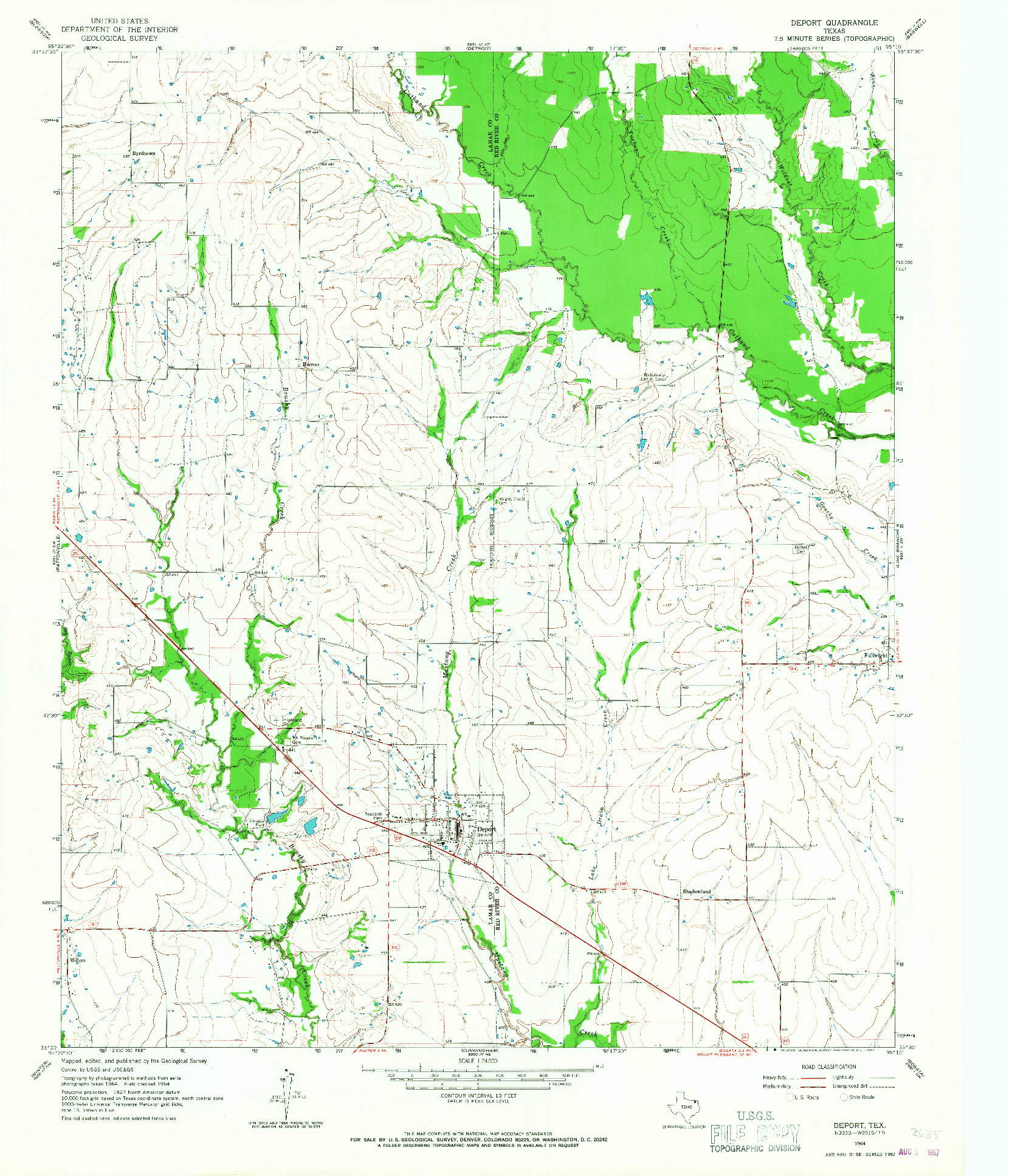USGS 1:24000-SCALE QUADRANGLE FOR DEPORT, TX 1964
