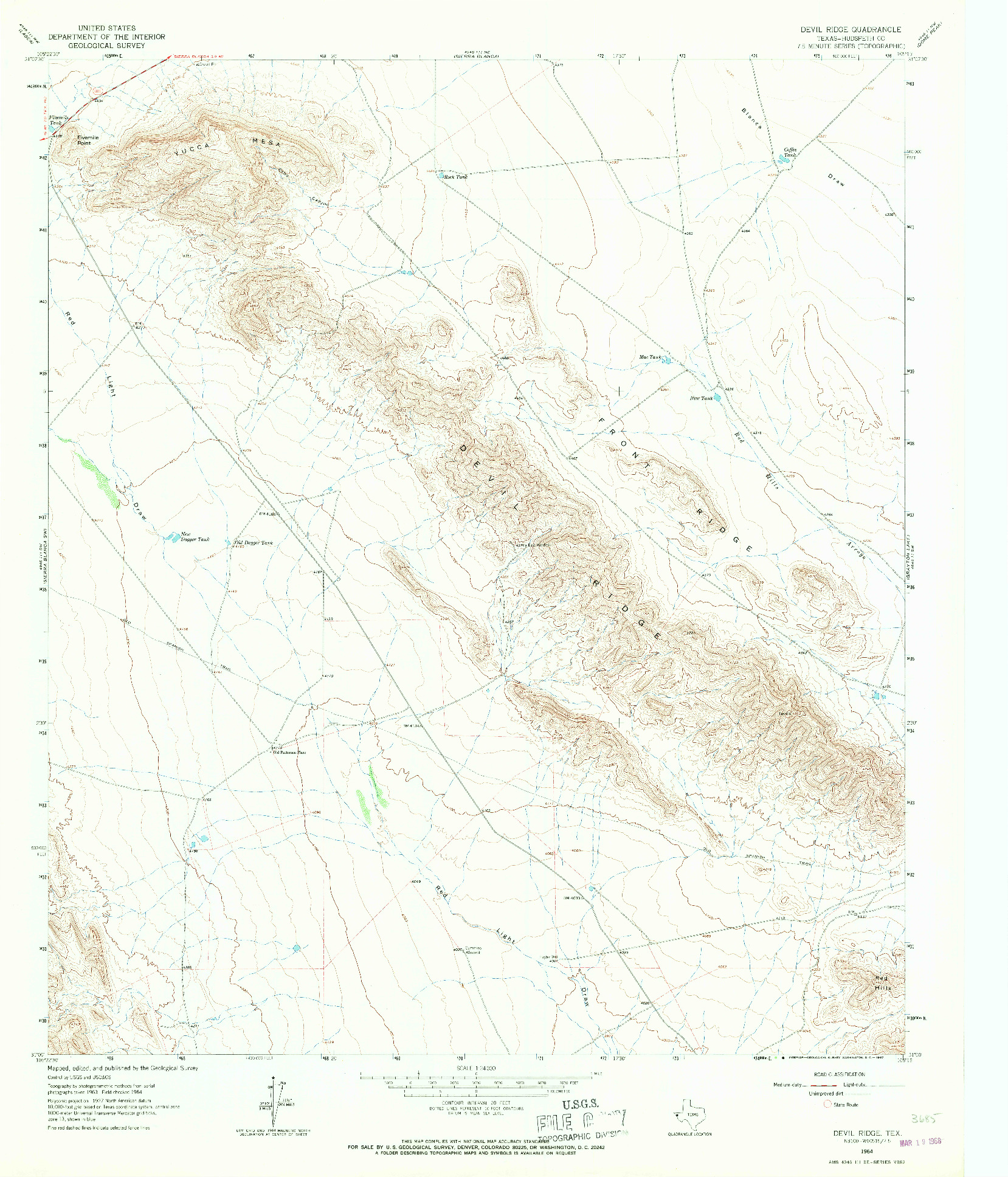 USGS 1:24000-SCALE QUADRANGLE FOR DEVIL RIDGE, TX 1964