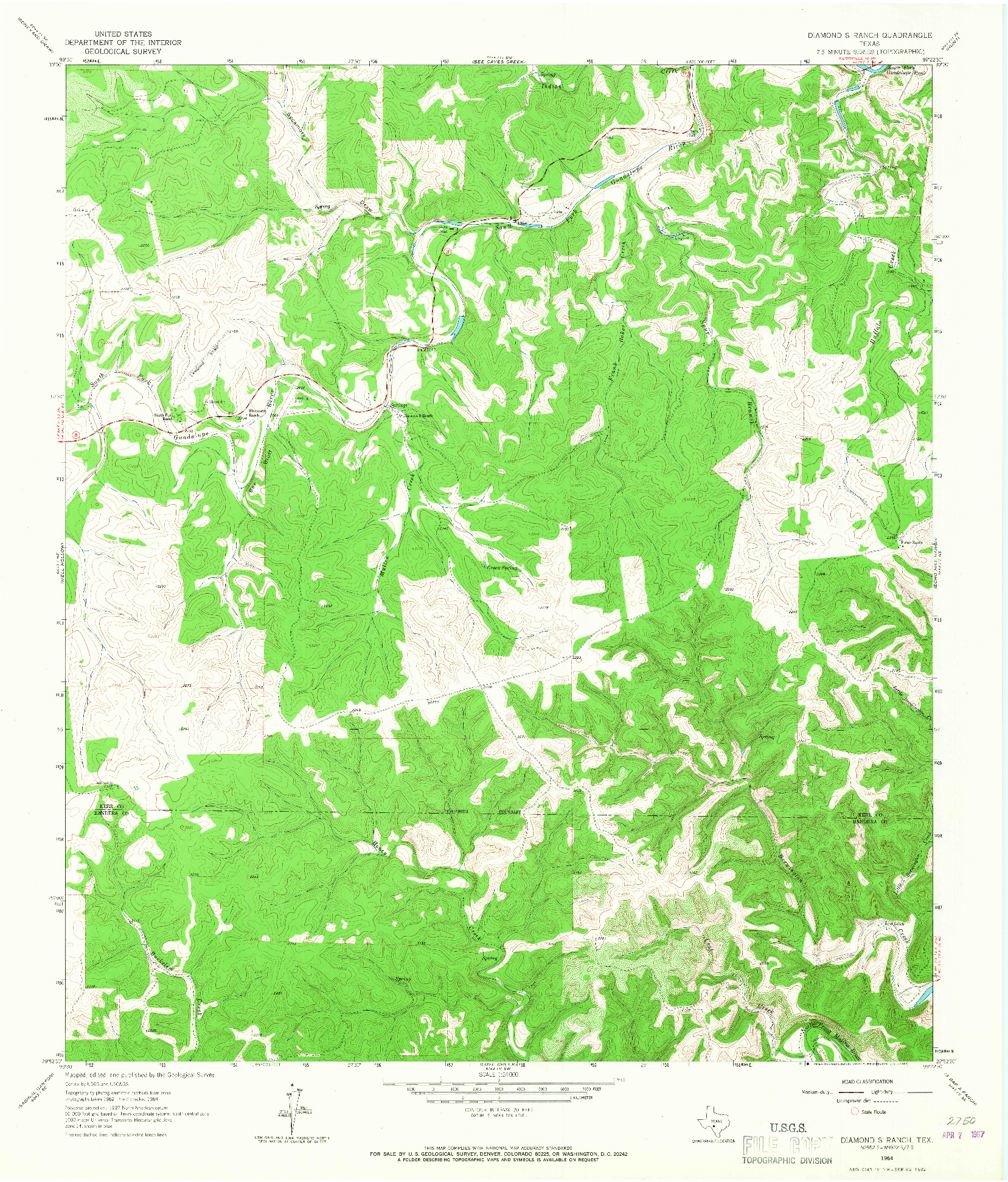 USGS 1:24000-SCALE QUADRANGLE FOR DIAMOND S RANCH, TX 1964