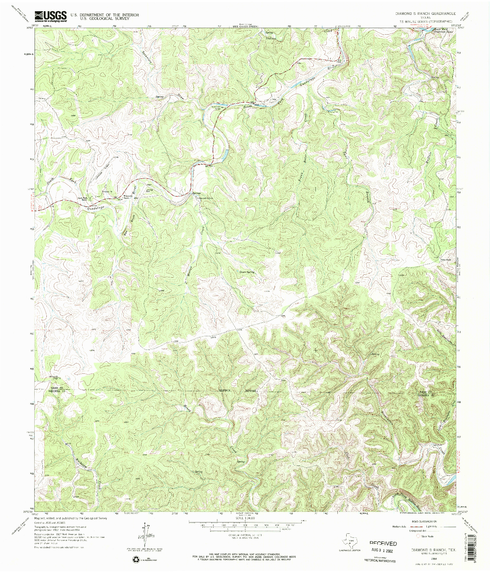 USGS 1:24000-SCALE QUADRANGLE FOR DIAMOND S RANCH, TX 1964