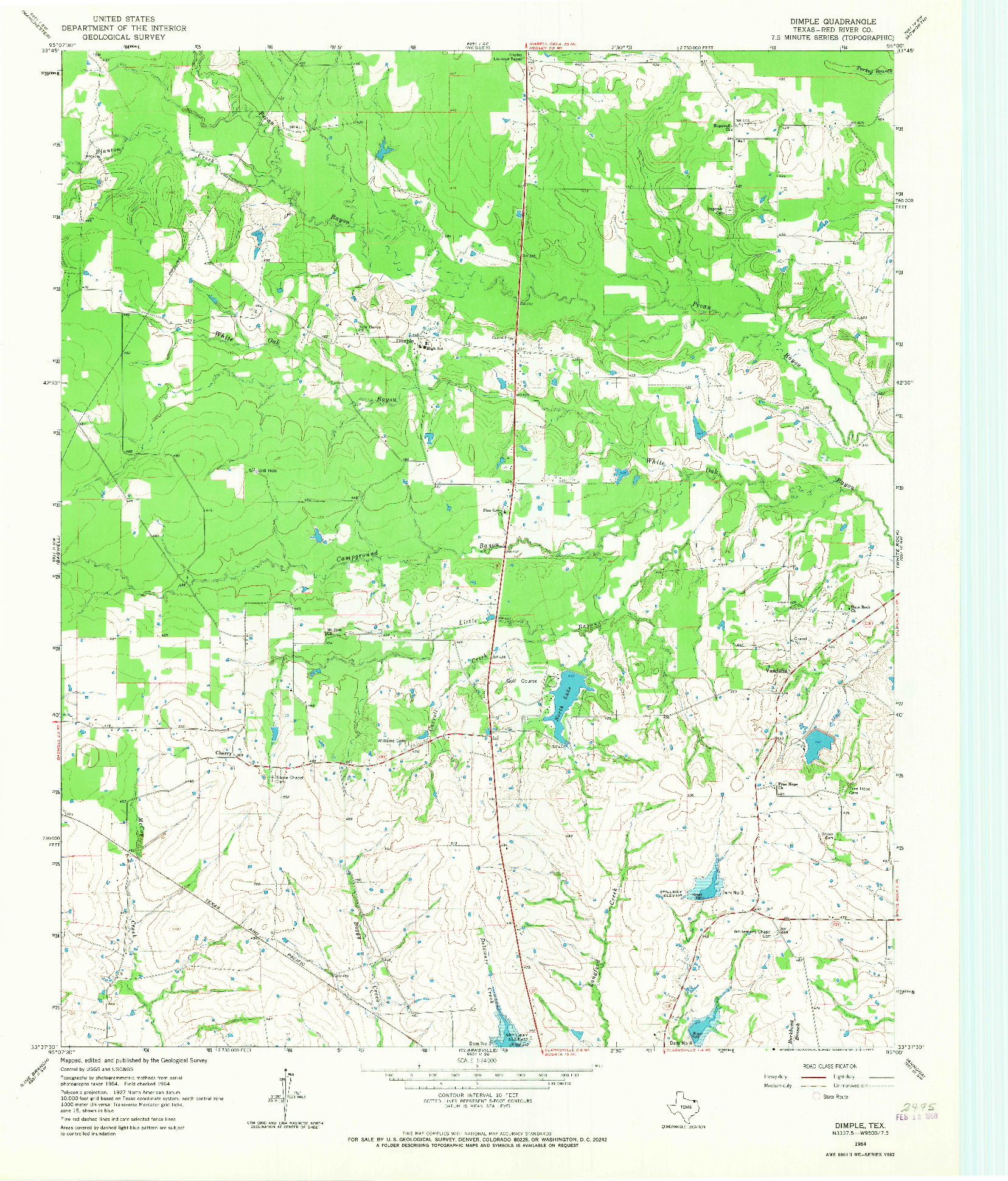 USGS 1:24000-SCALE QUADRANGLE FOR DIMPLE, TX 1964