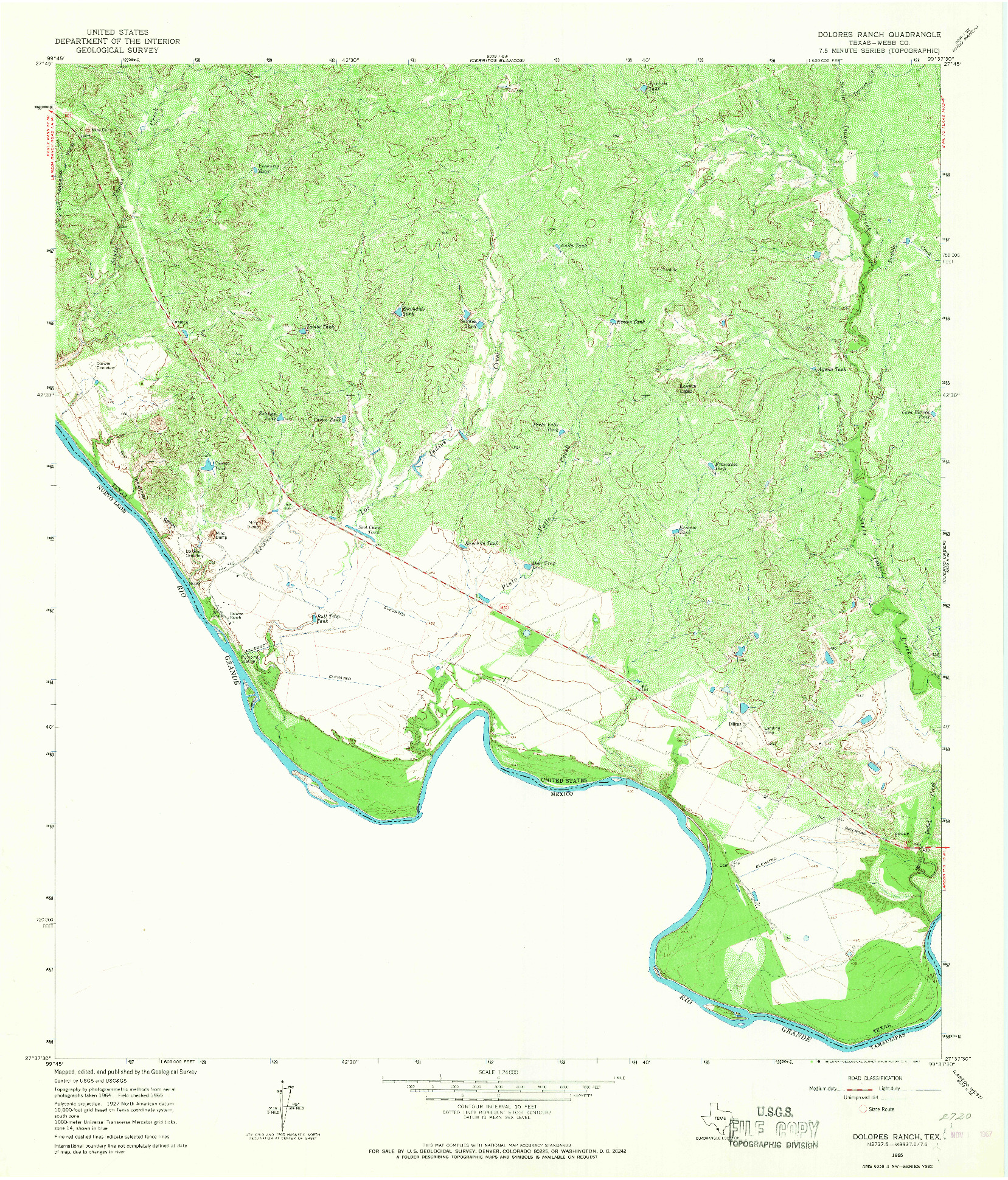 USGS 1:24000-SCALE QUADRANGLE FOR DOLORES RANCH, TX 1965