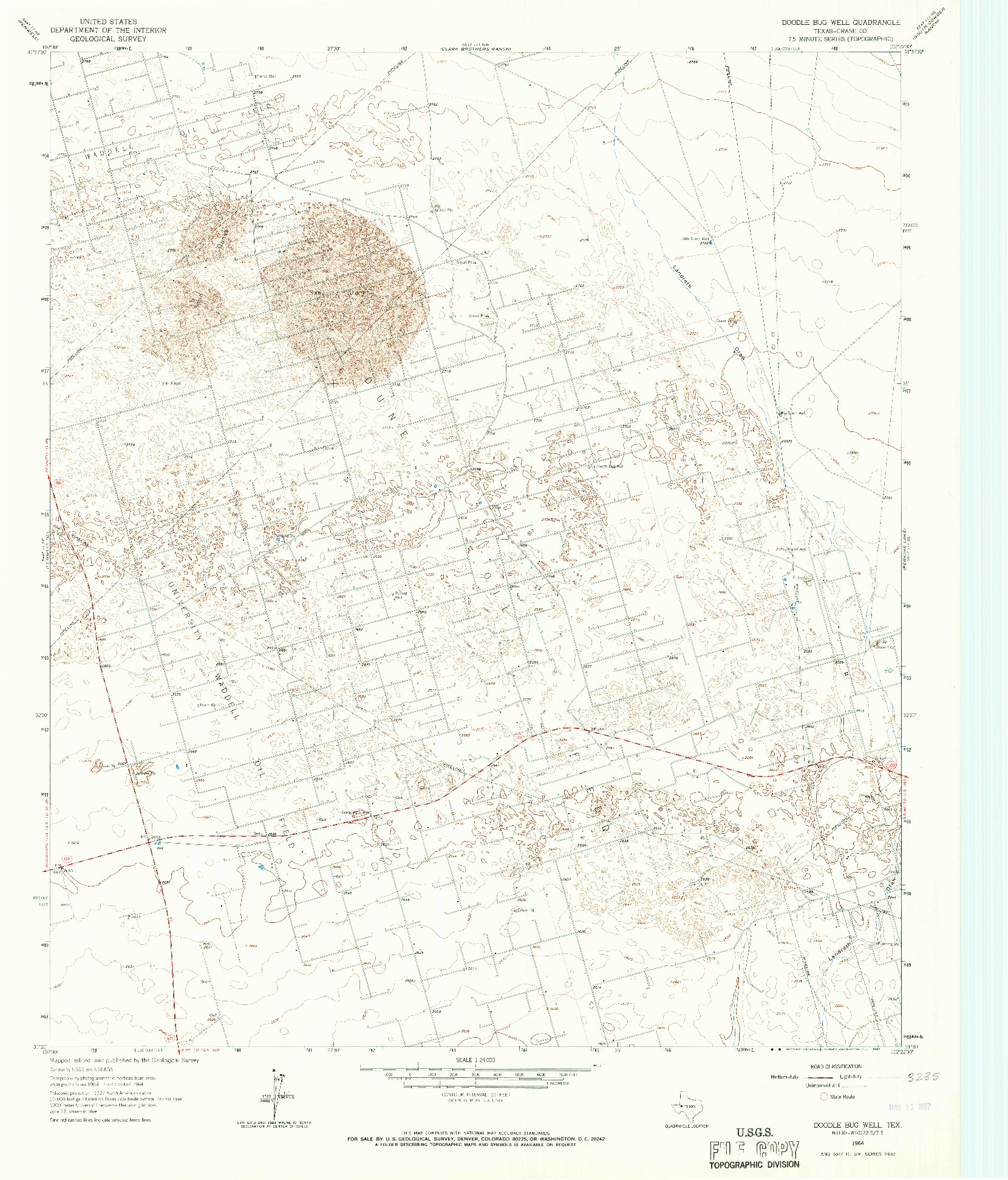 USGS 1:24000-SCALE QUADRANGLE FOR DOODLE BUG WELL, TX 1964