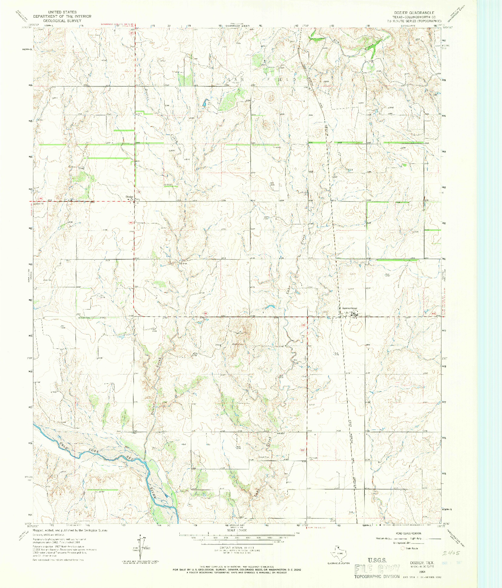 USGS 1:24000-SCALE QUADRANGLE FOR DOZIER, TX 1964