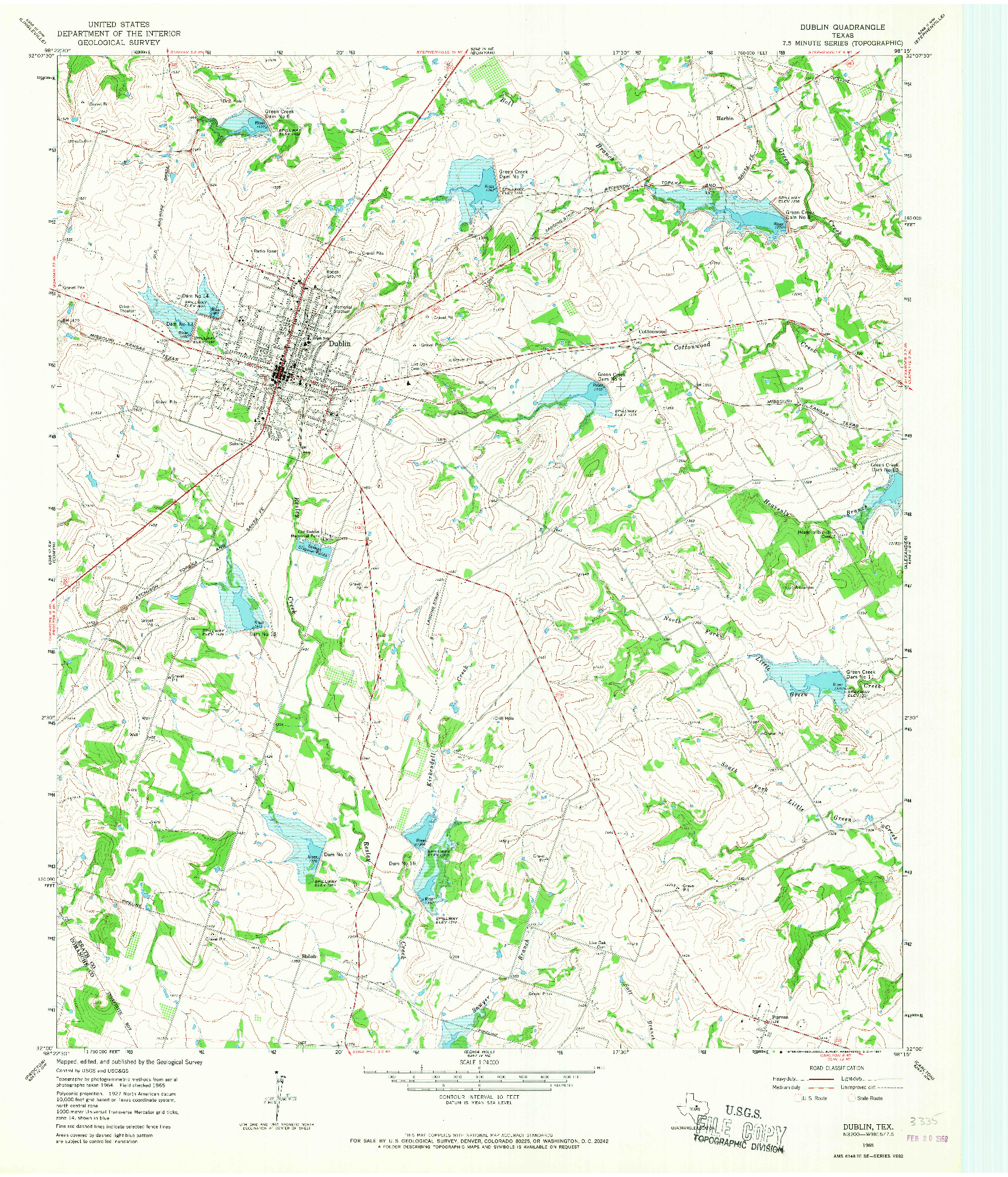 USGS 1:24000-SCALE QUADRANGLE FOR DUBLIN, TX 1965