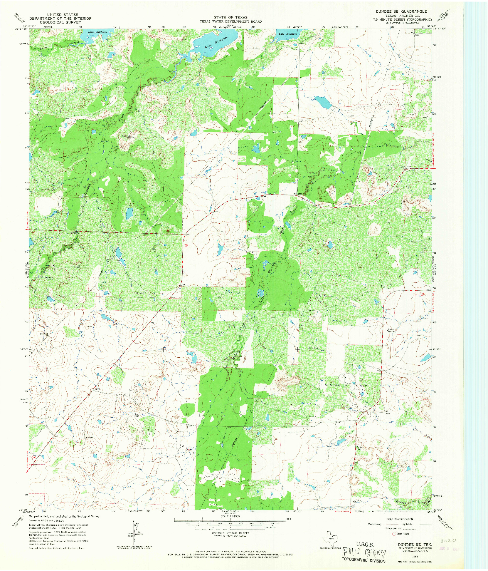 USGS 1:24000-SCALE QUADRANGLE FOR DUNDEE SE, TX 1964