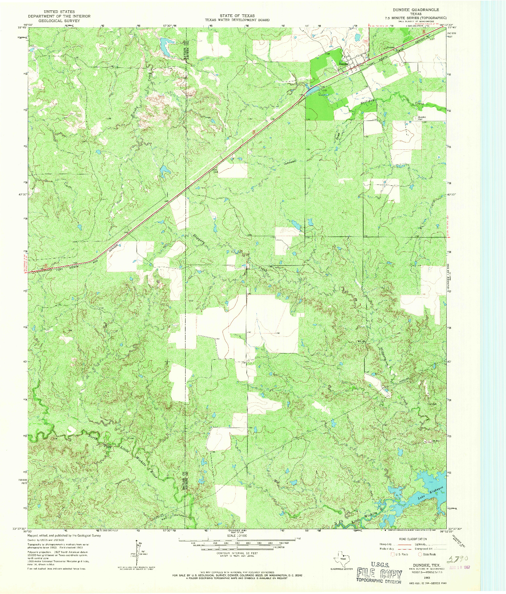USGS 1:24000-SCALE QUADRANGLE FOR DUNDEE, TX 1963