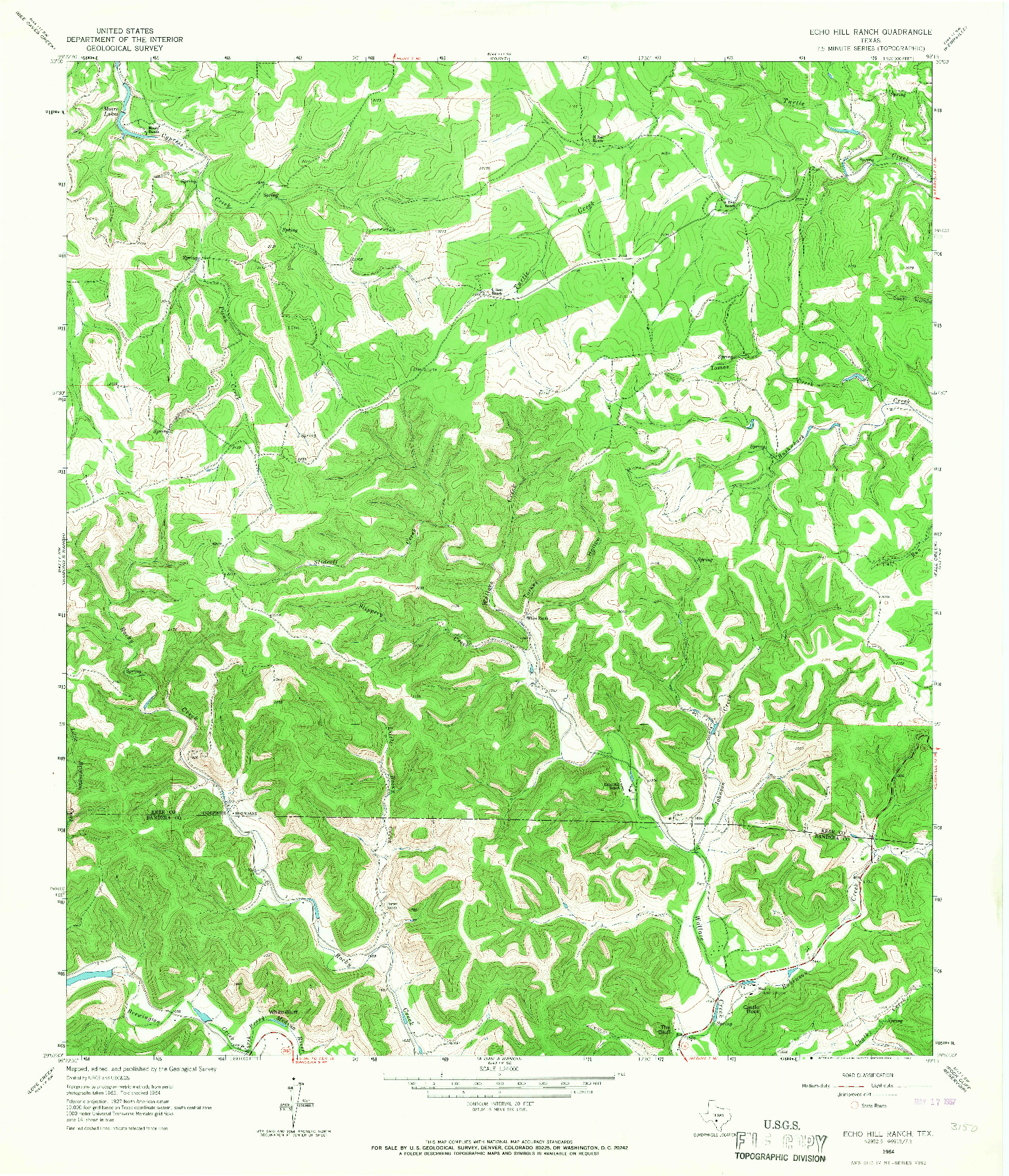 USGS 1:24000-SCALE QUADRANGLE FOR ECHO HILL RANCH, TX 1964