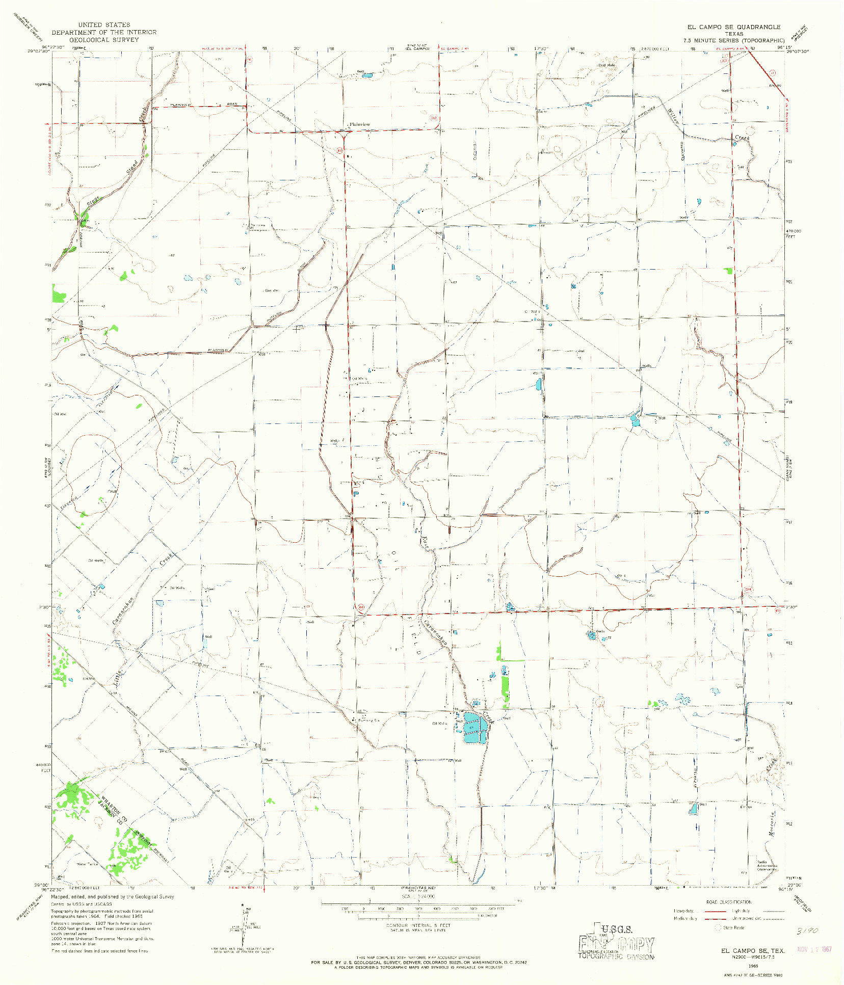 USGS 1:24000-SCALE QUADRANGLE FOR EL CAMPO SE, TX 1965
