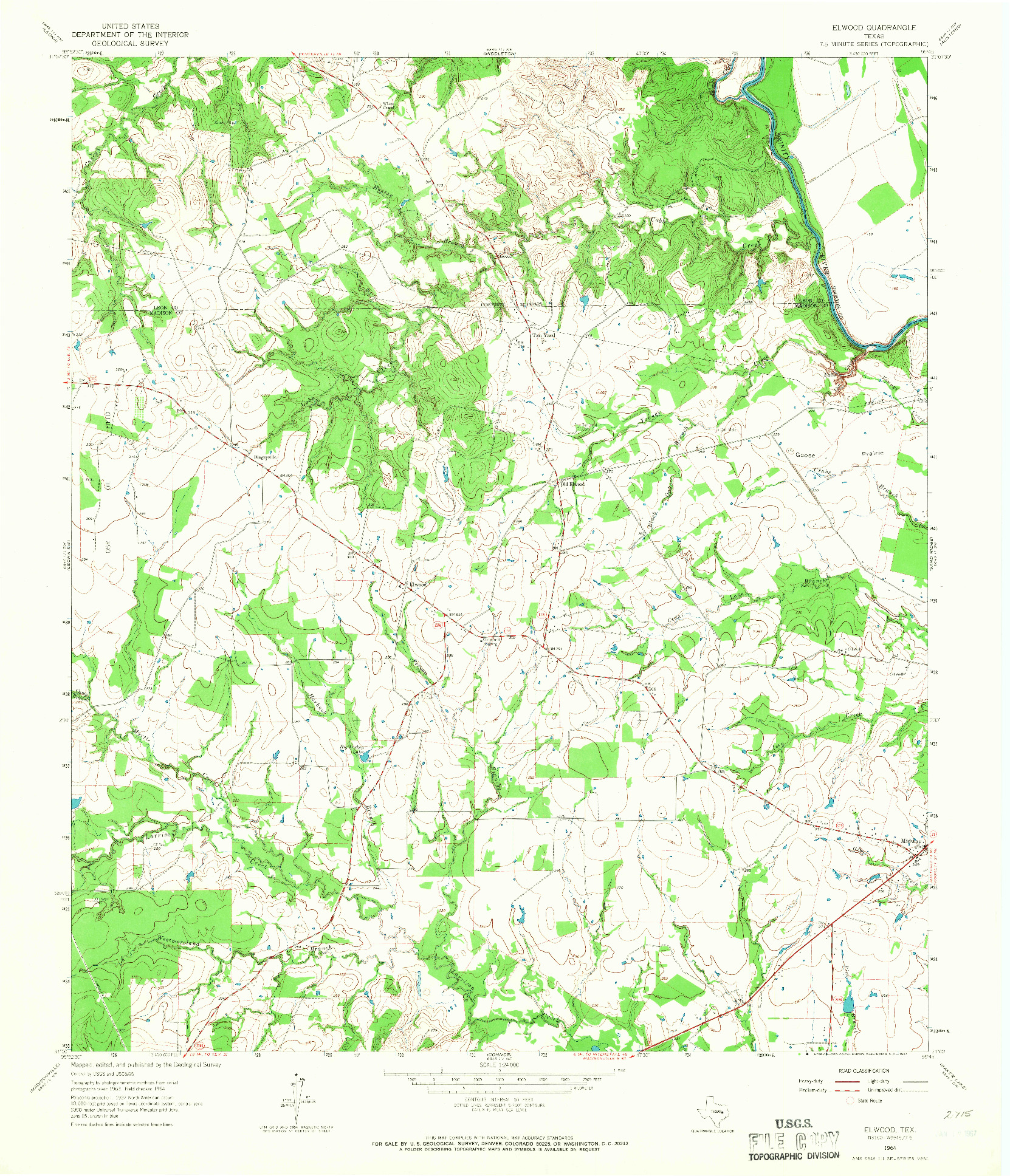 USGS 1:24000-SCALE QUADRANGLE FOR ELWOOD, TX 1964