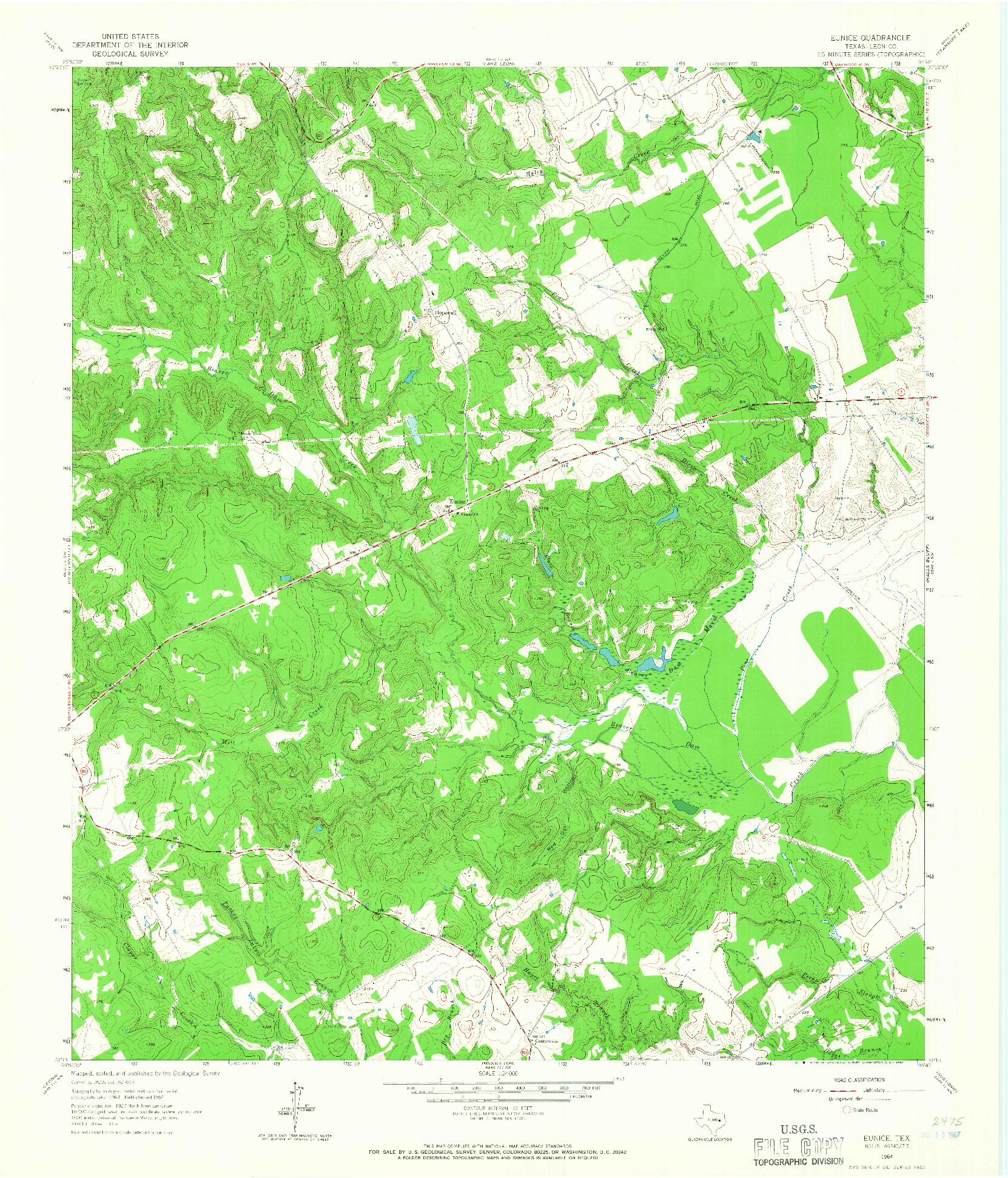 USGS 1:24000-SCALE QUADRANGLE FOR EUNICE, TX 1964