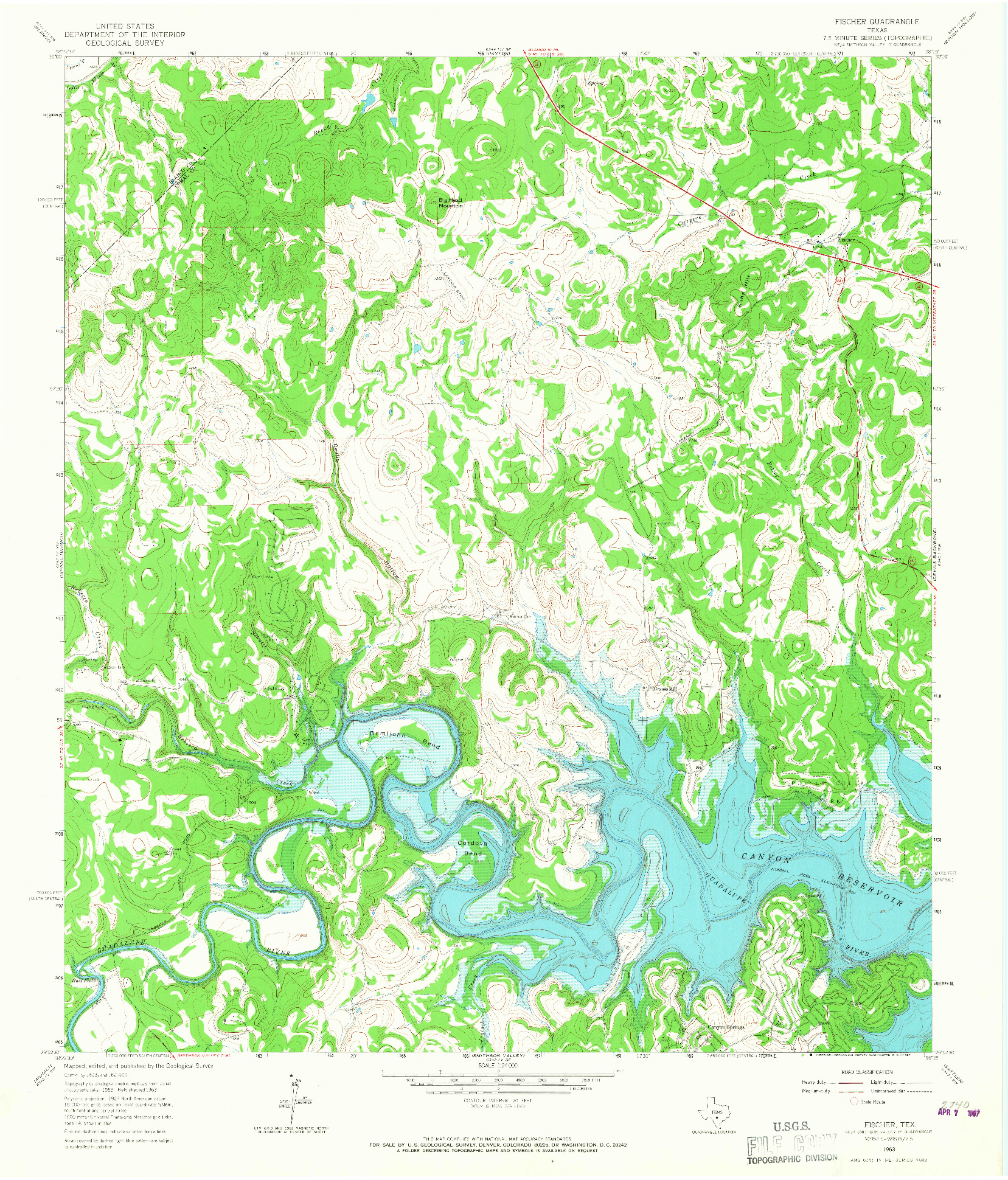 USGS 1:24000-SCALE QUADRANGLE FOR FISCHER, TX 1963