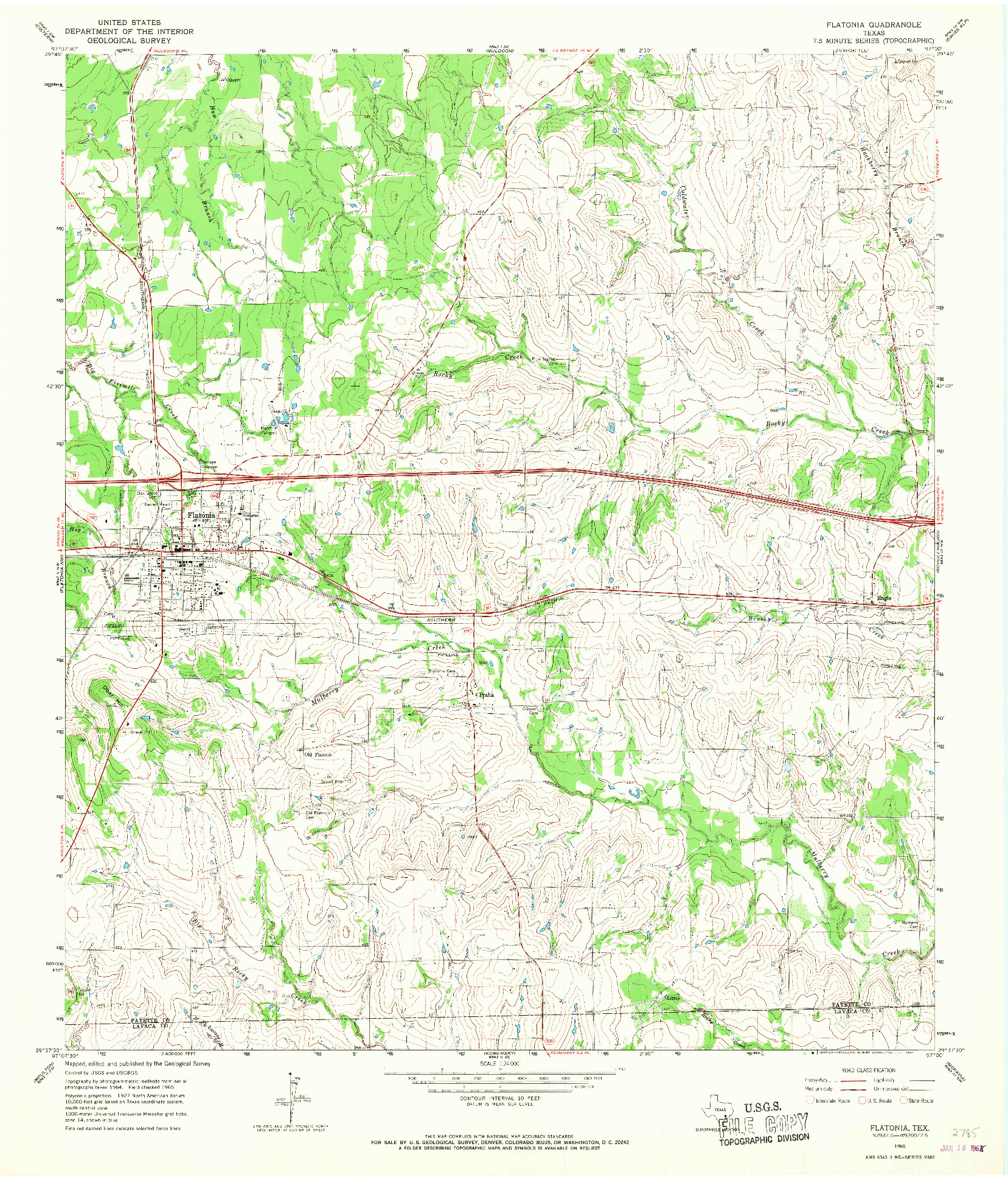 USGS 1:24000-SCALE QUADRANGLE FOR FLATONIA, TX 1965