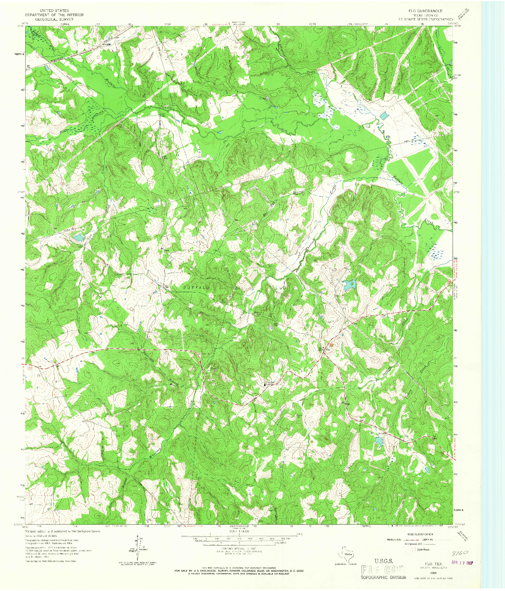 USGS 1:24000-SCALE QUADRANGLE FOR FLO, TX 1964