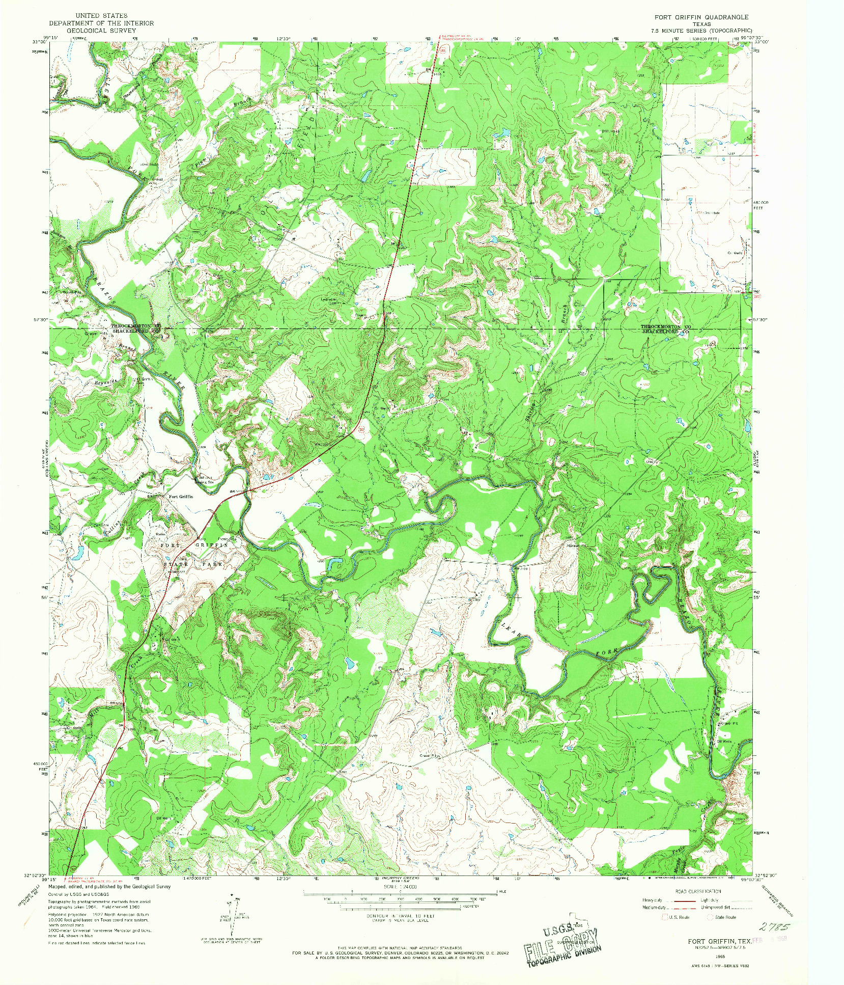 USGS 1:24000-SCALE QUADRANGLE FOR FORT GRIFFIN, TX 1965