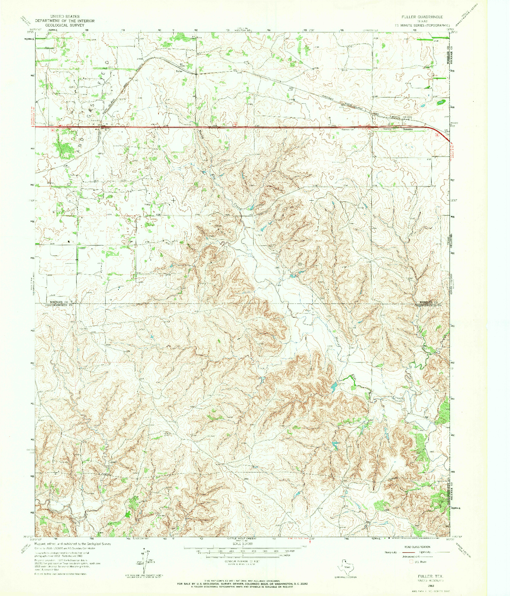 USGS 1:24000-SCALE QUADRANGLE FOR FULLLER, TX 1963