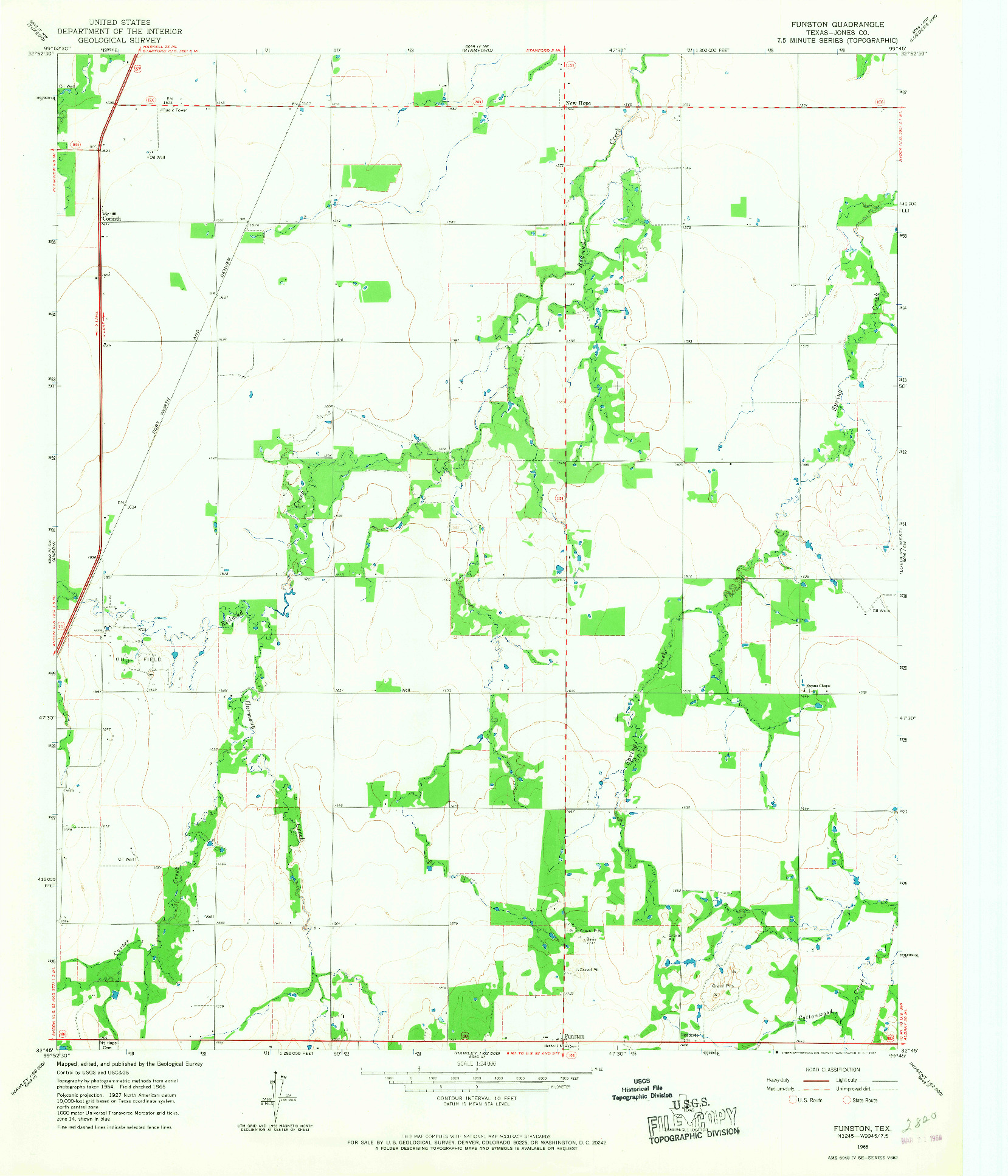 USGS 1:24000-SCALE QUADRANGLE FOR FUNSTON, TX 1965