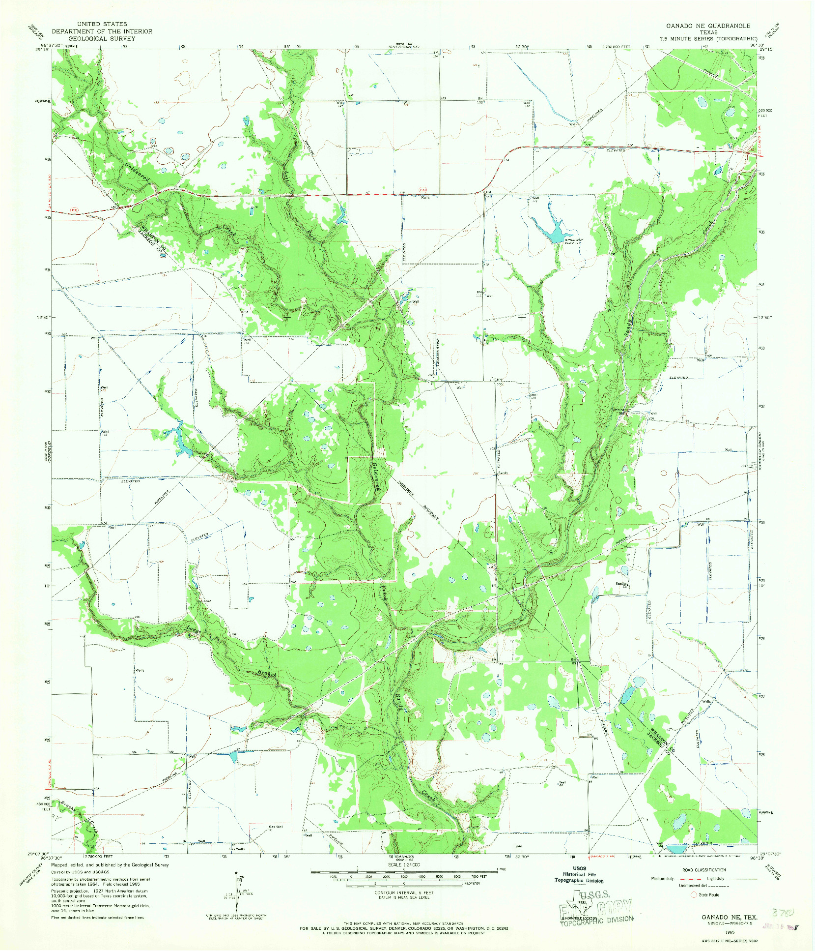 USGS 1:24000-SCALE QUADRANGLE FOR GANADO NE, TX 1965