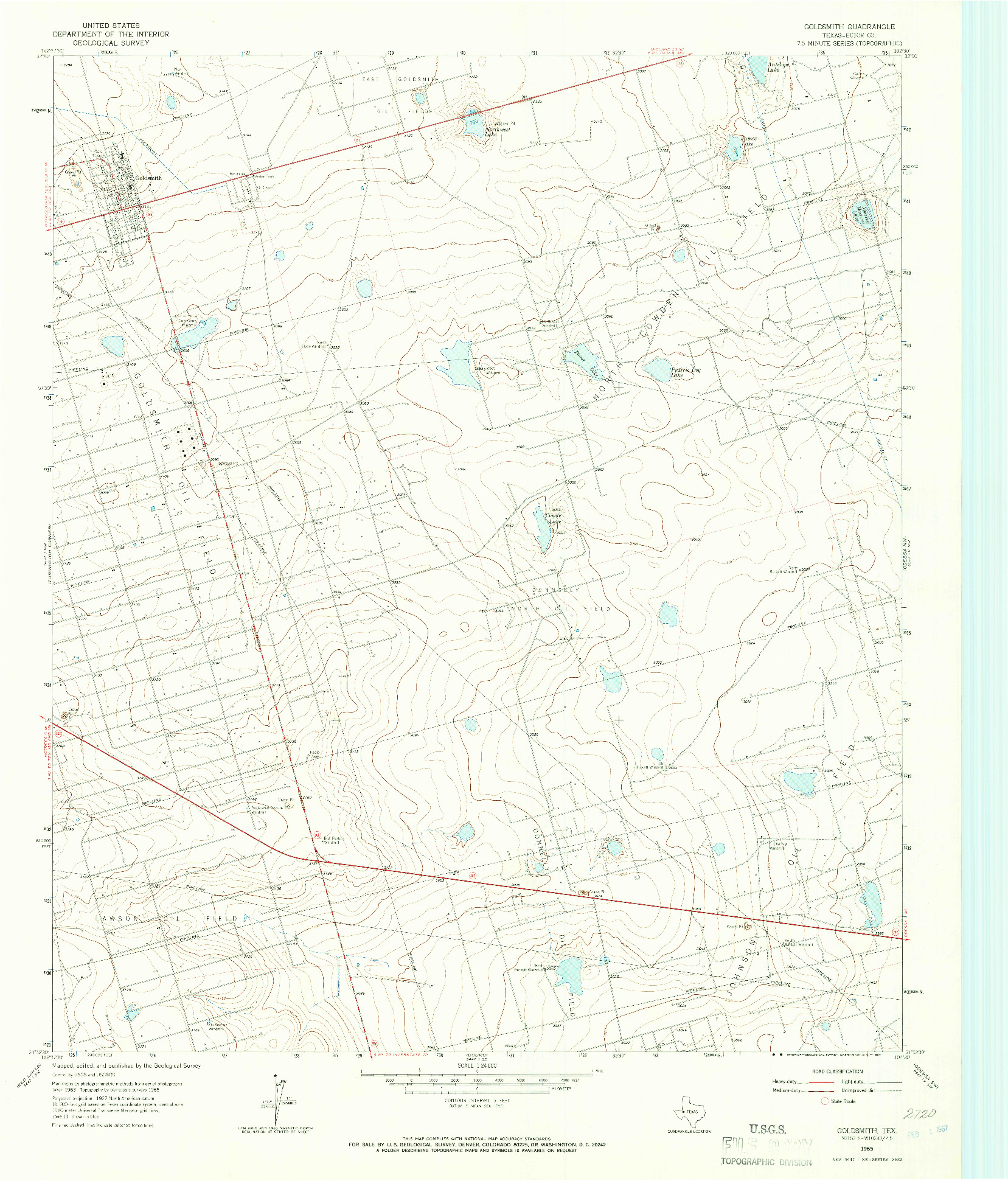 USGS 1:24000-SCALE QUADRANGLE FOR GOLDSMITH, TX 1965