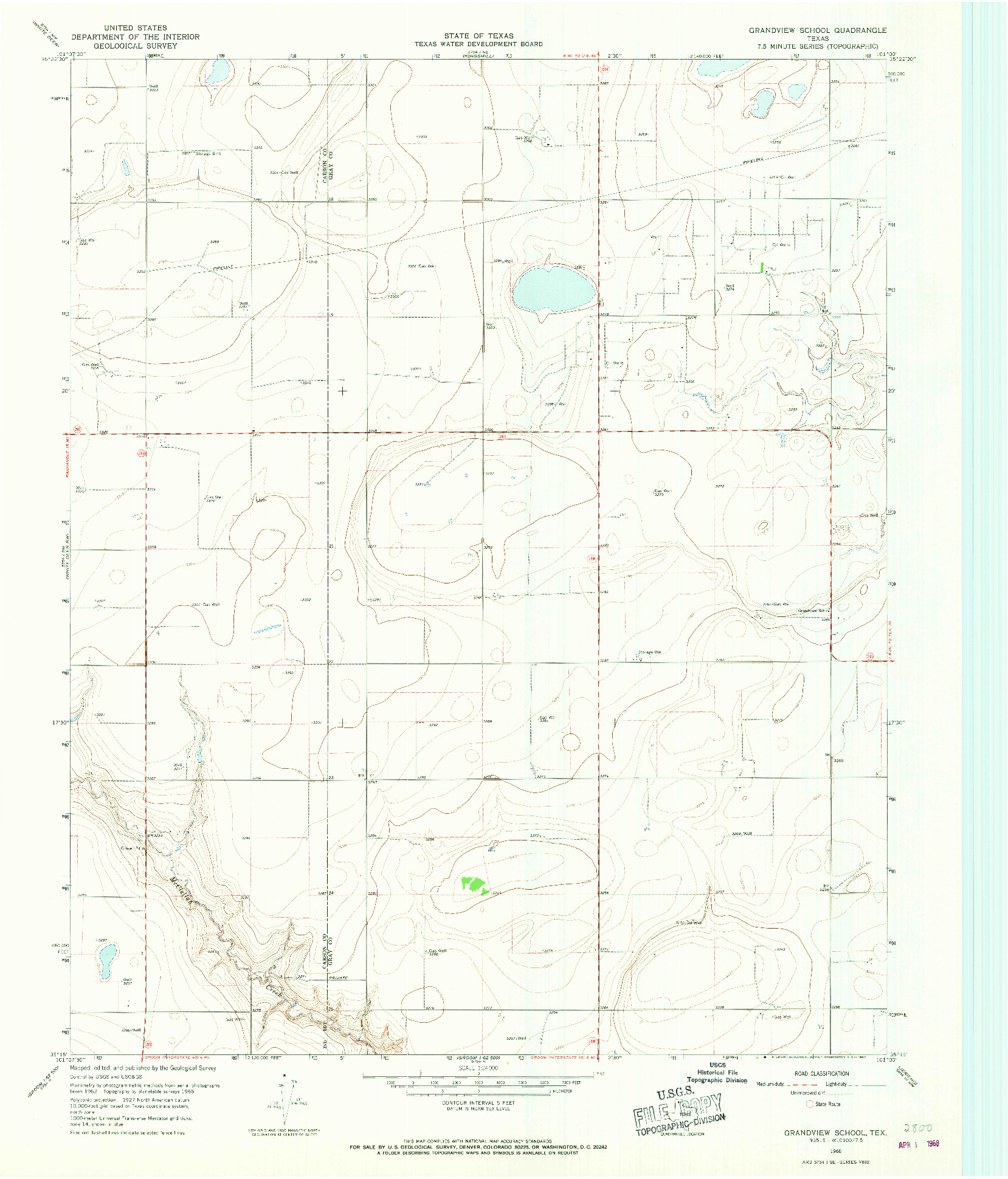 USGS 1:24000-SCALE QUADRANGLE FOR GRANDVIEW SCHOOL, TX 1966