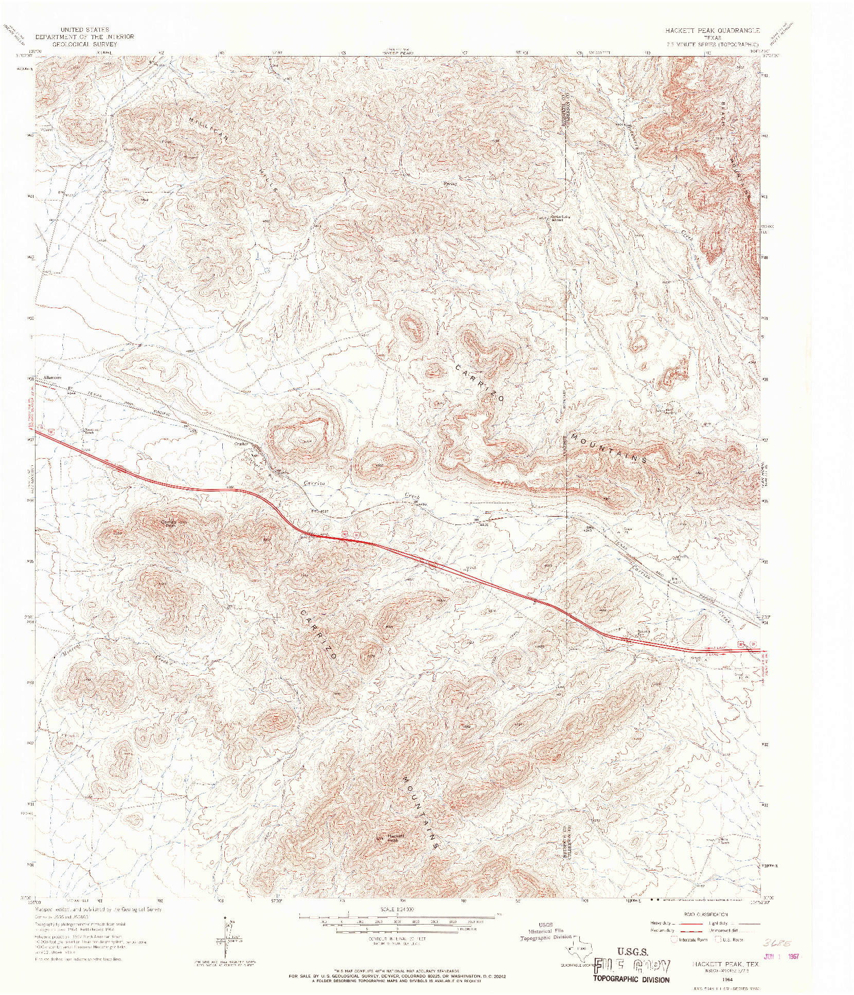 USGS 1:24000-SCALE QUADRANGLE FOR HACKETT PEAK, TX 1964