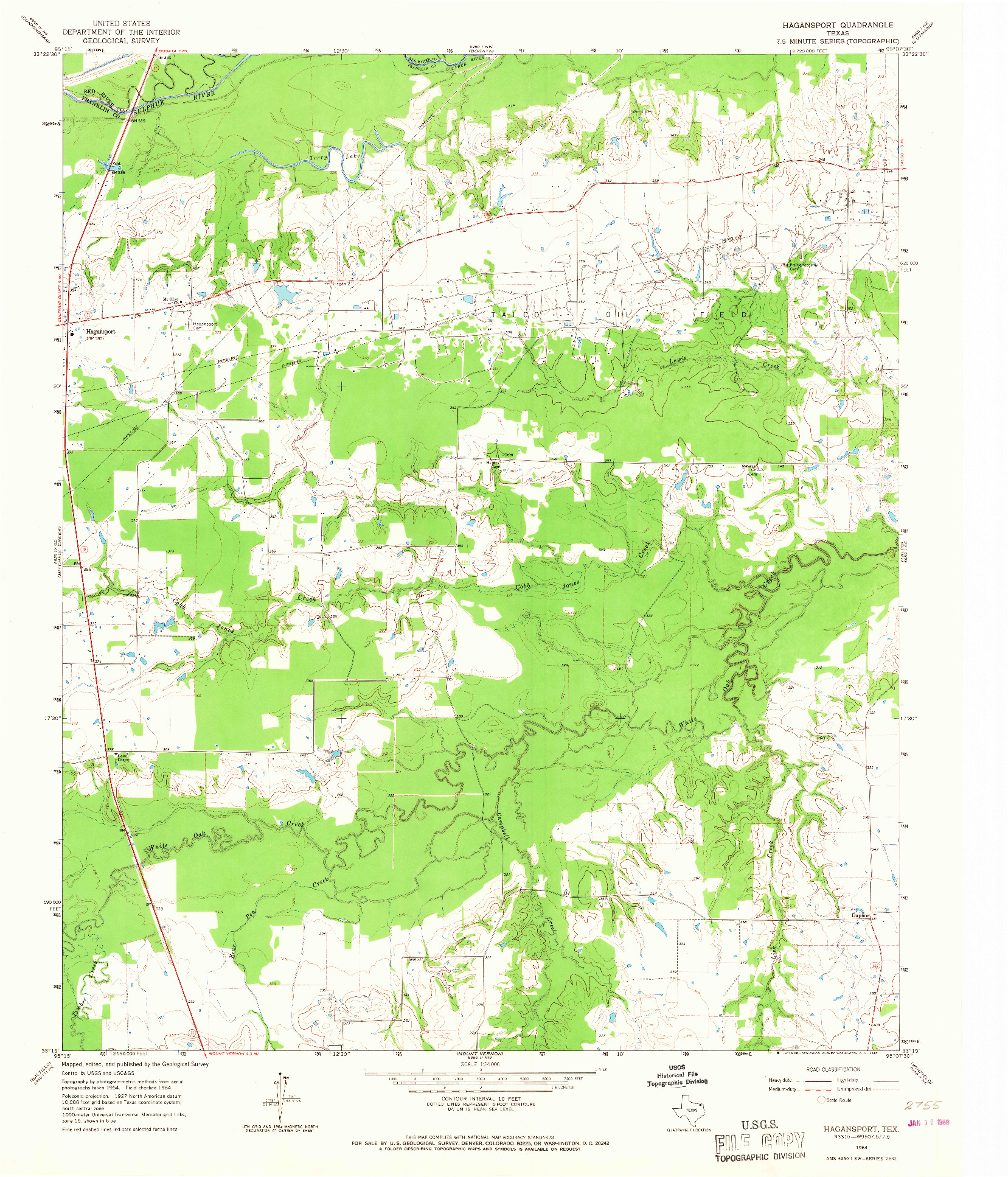 USGS 1:24000-SCALE QUADRANGLE FOR HAGANSPORT, TX 1964