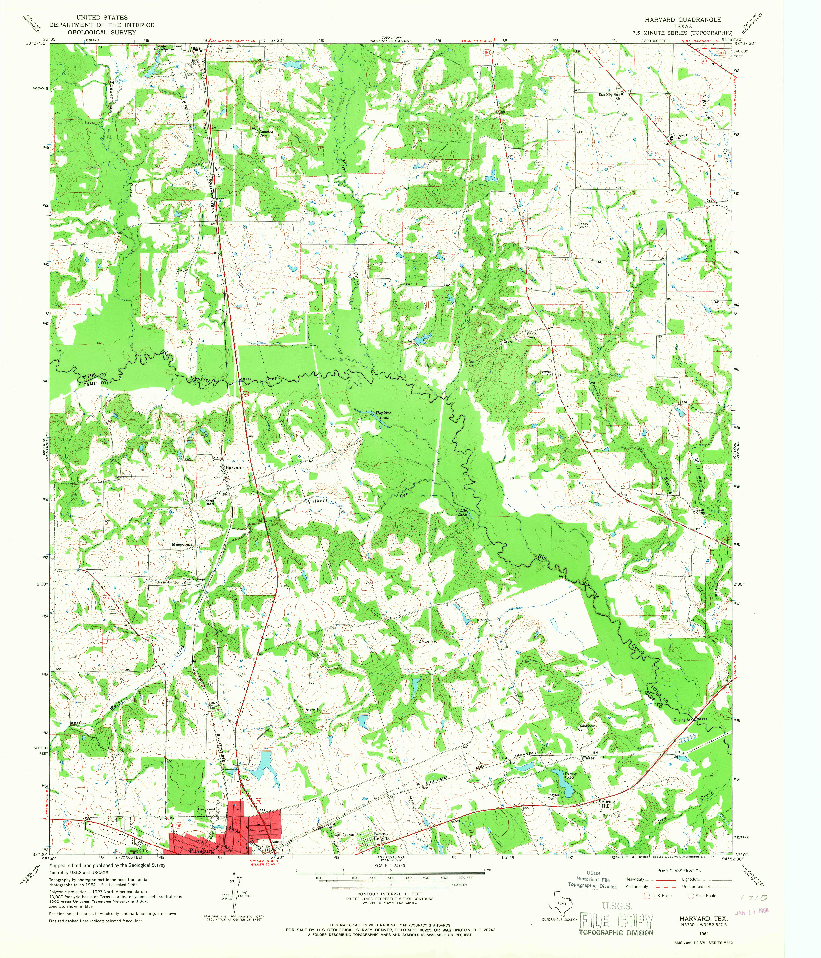 USGS 1:24000-SCALE QUADRANGLE FOR HARVARD, TX 1964