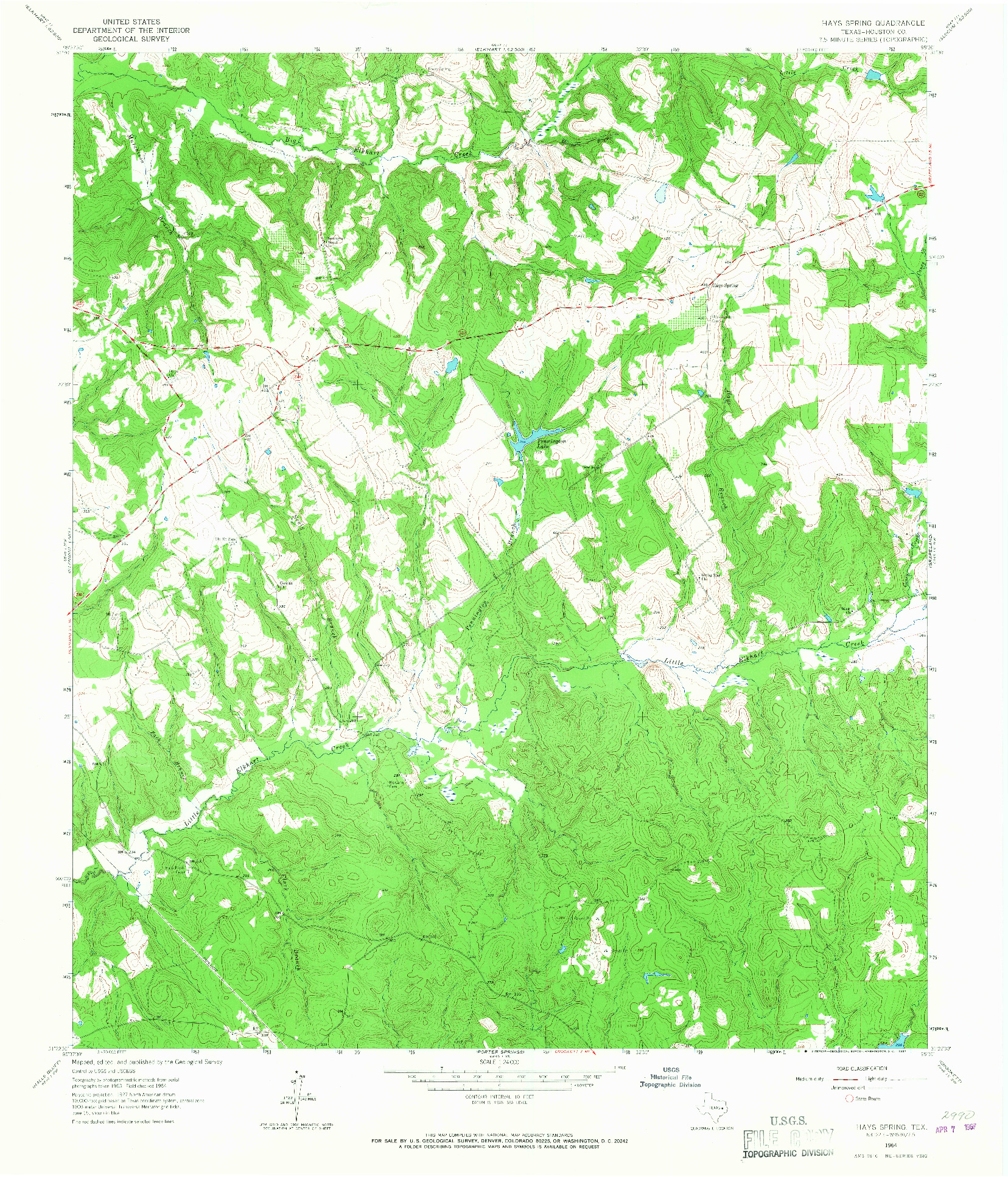 USGS 1:24000-SCALE QUADRANGLE FOR HAYS SPRING, TX 1964