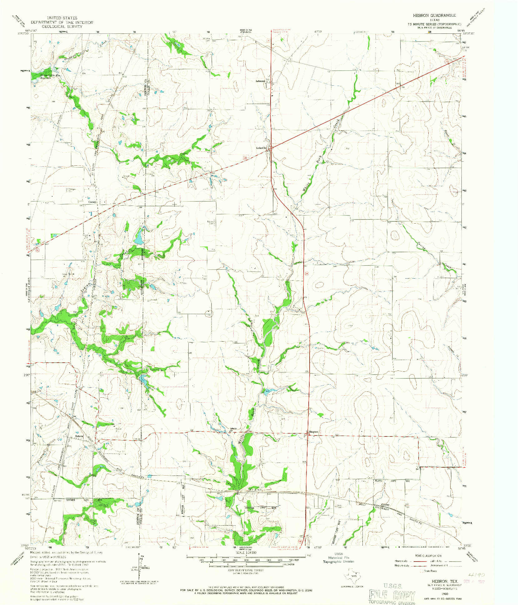 USGS 1:24000-SCALE QUADRANGLE FOR HEBRON, TX 1960