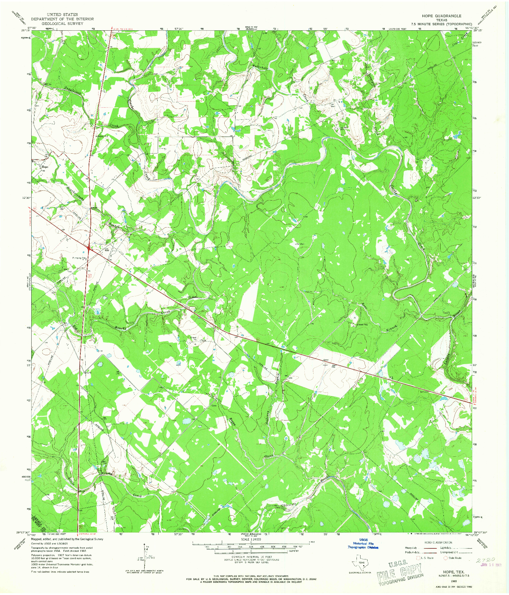 USGS 1:24000-SCALE QUADRANGLE FOR HOPE, TX 1965