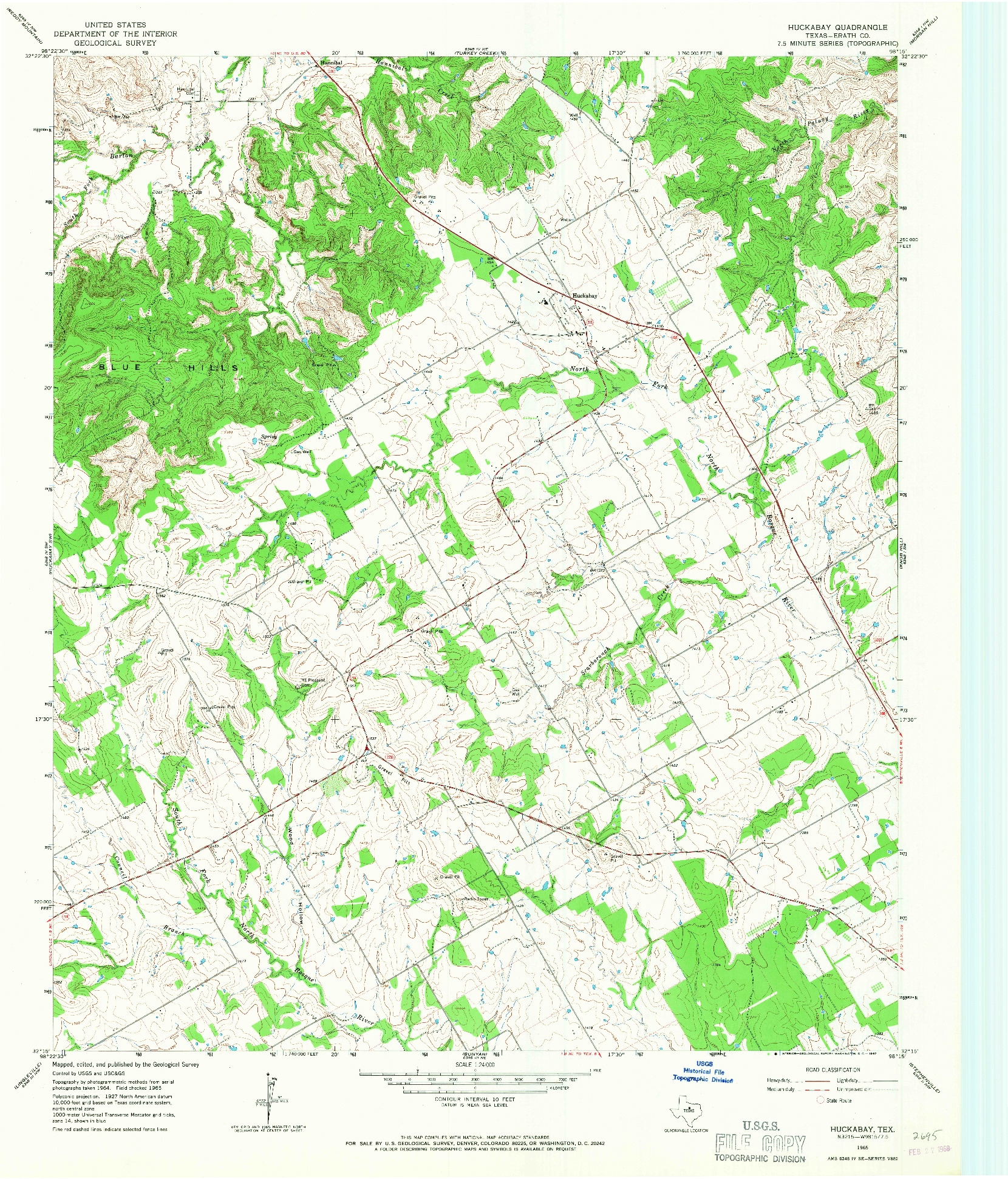 USGS 1:24000-SCALE QUADRANGLE FOR HUCKABAY, TX 1965