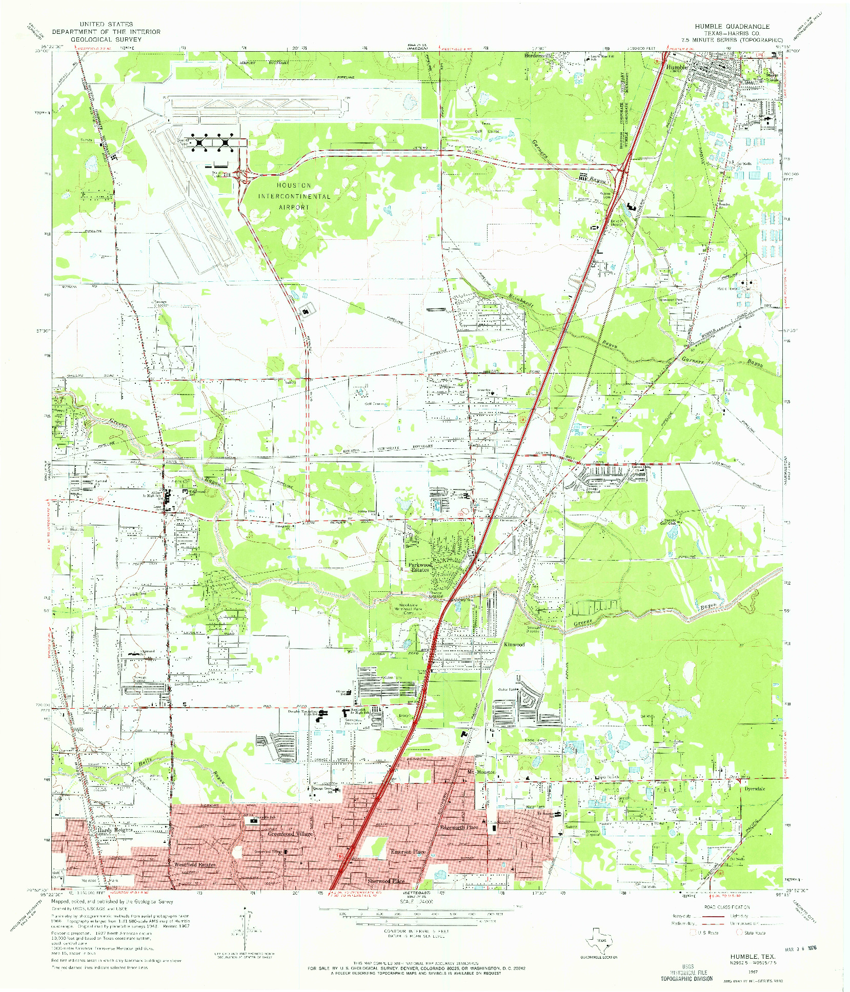 USGS 1:24000-SCALE QUADRANGLE FOR HUMBLE, TX 1967