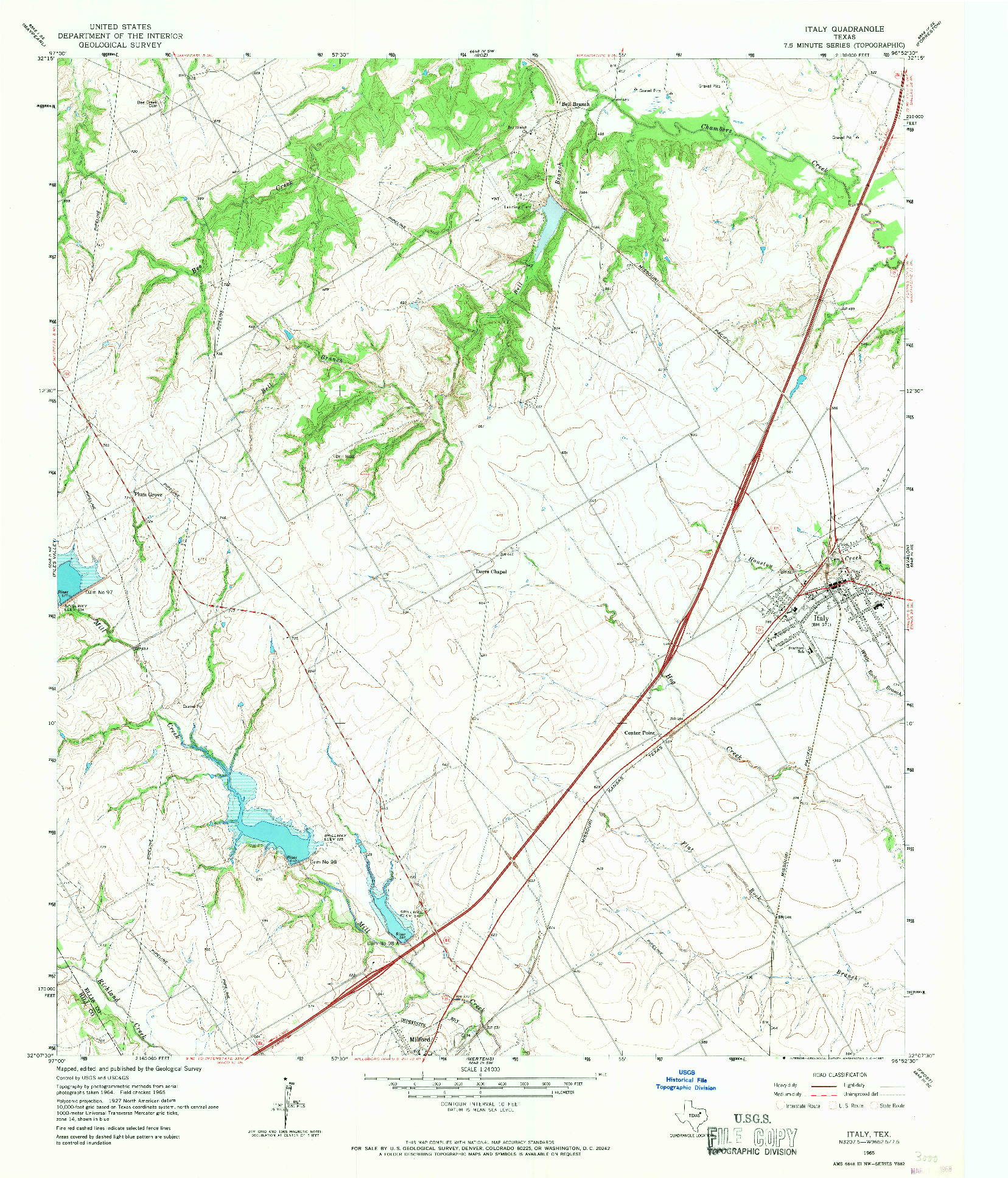 USGS 1:24000-SCALE QUADRANGLE FOR ITALY, TX 1965