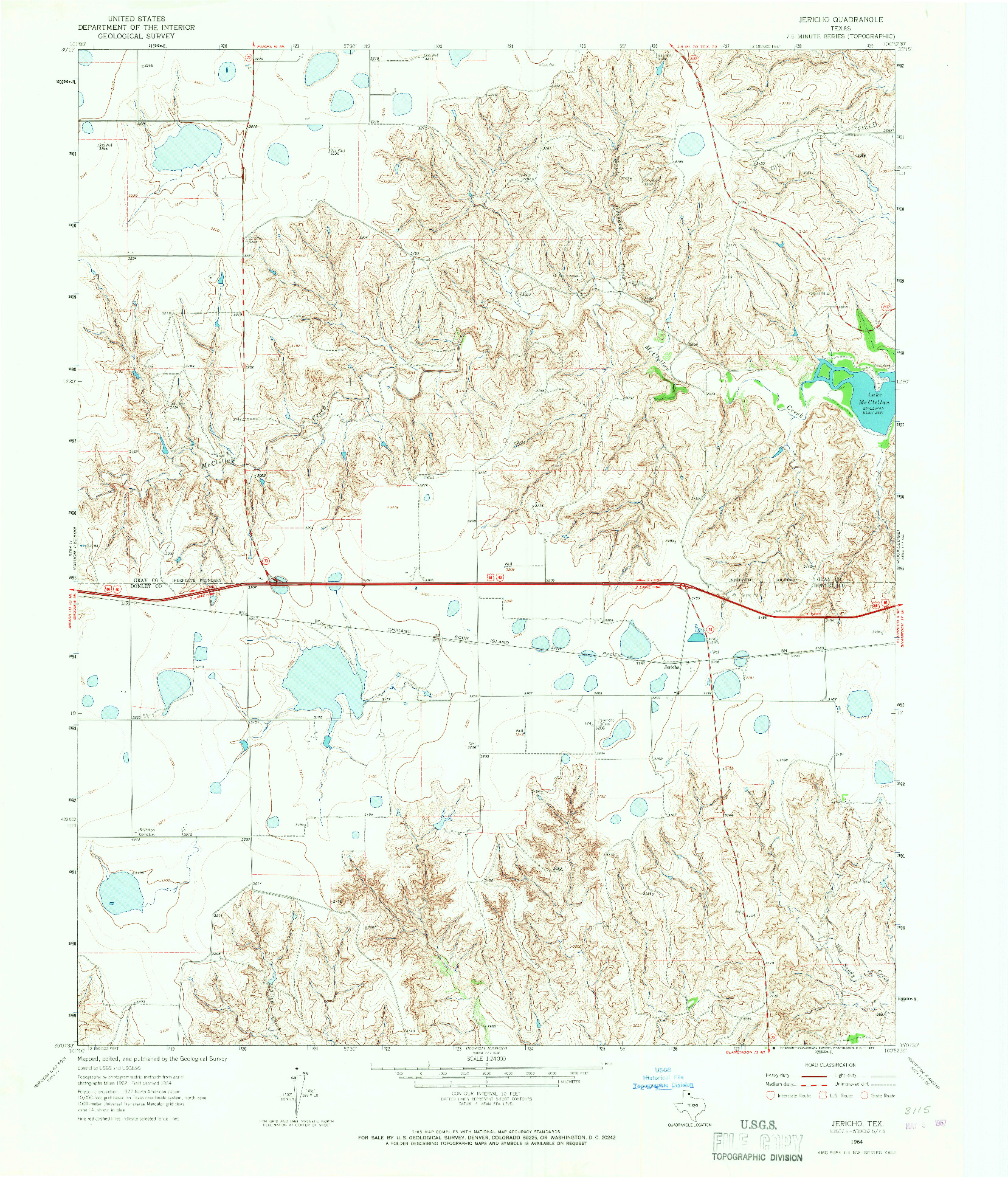 USGS 1:24000-SCALE QUADRANGLE FOR JERICHO, TX 1964