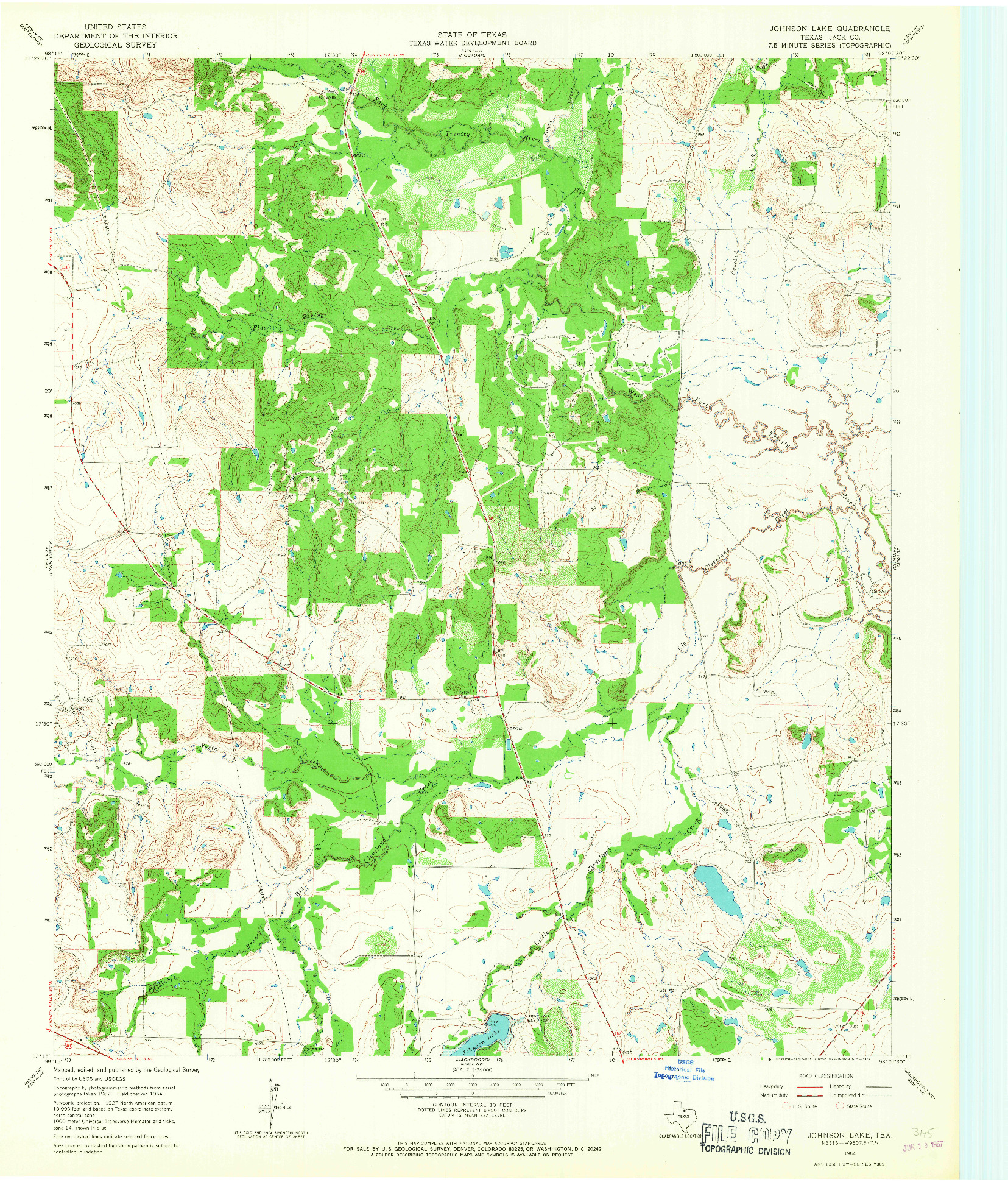 USGS 1:24000-SCALE QUADRANGLE FOR JOHNSON LAKE, TX 1964