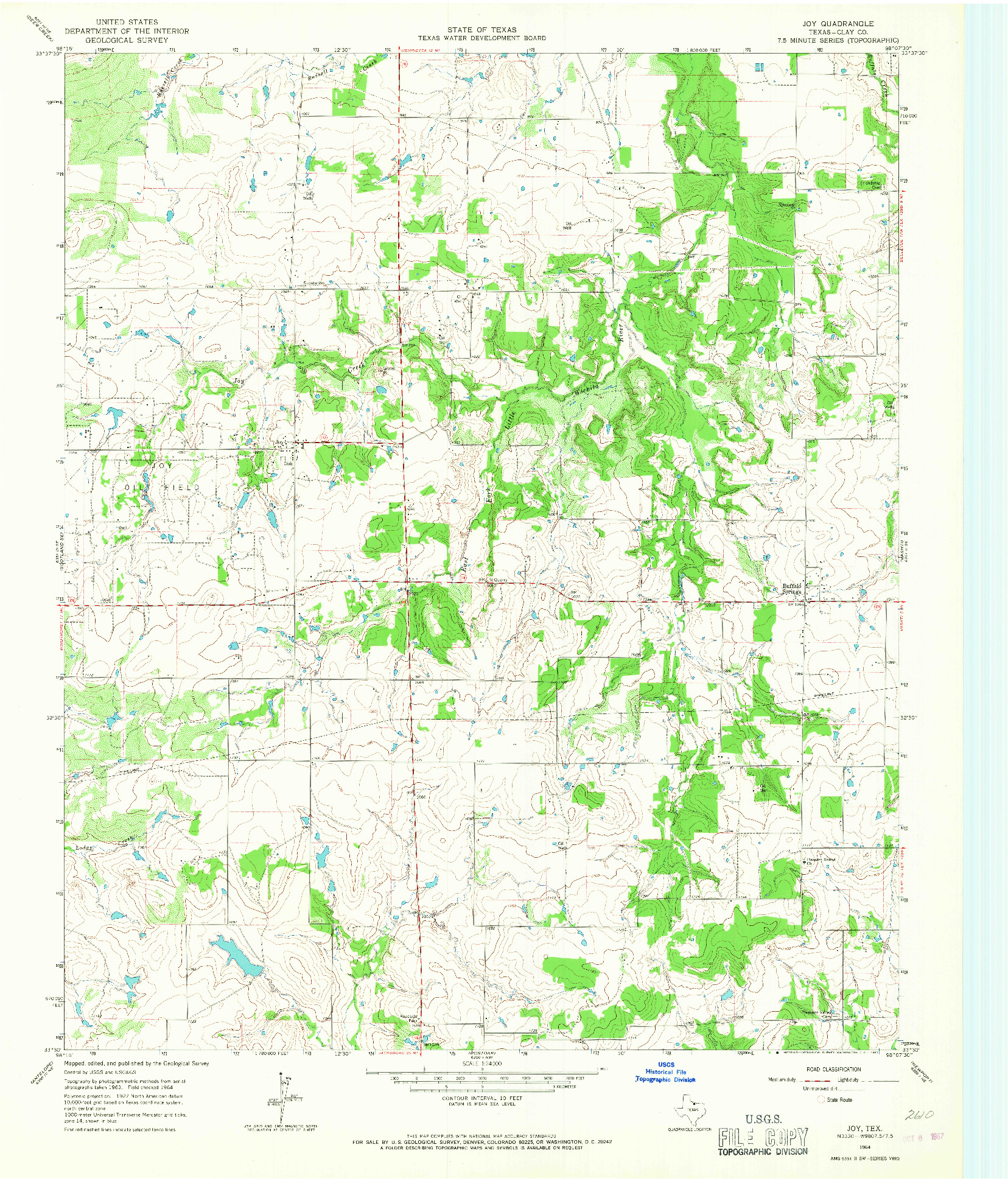 USGS 1:24000-SCALE QUADRANGLE FOR JOY, TX 1964