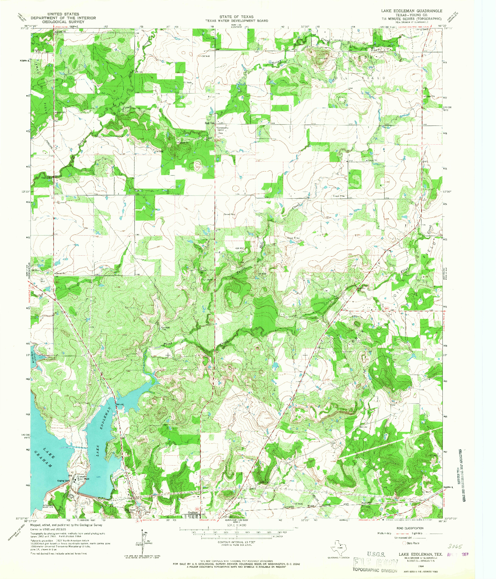 USGS 1:24000-SCALE QUADRANGLE FOR LAKE EDDLEMAN, TX 1964