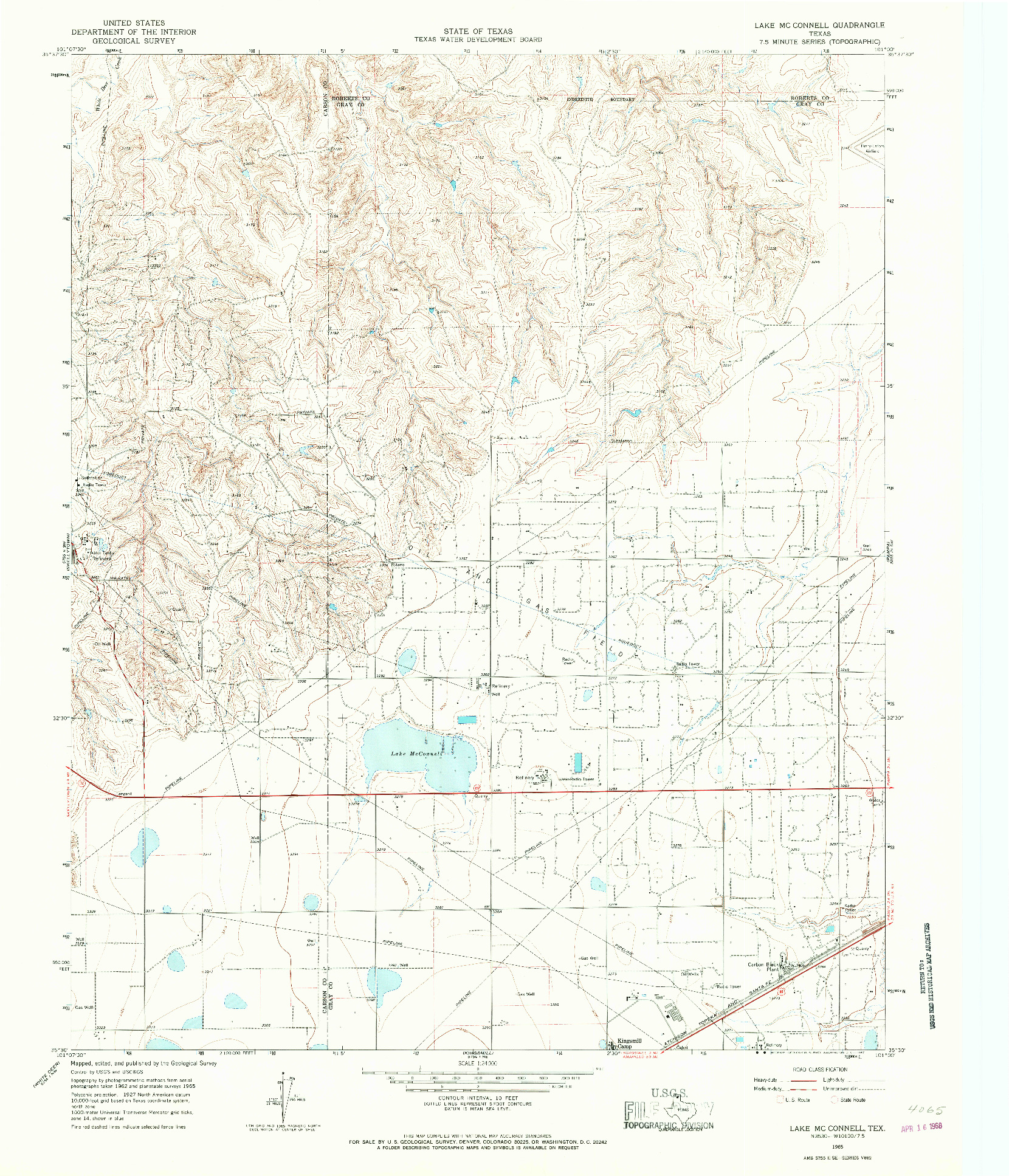 USGS 1:24000-SCALE QUADRANGLE FOR LAKE MC CONNELL, TX 1965