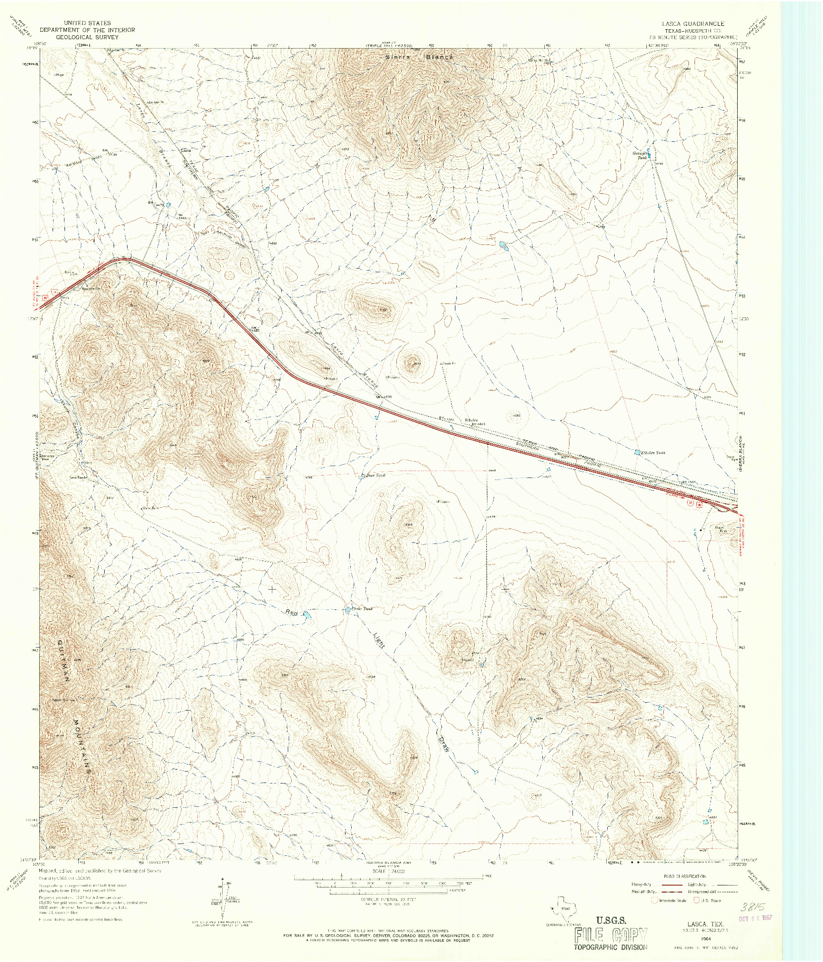 USGS 1:24000-SCALE QUADRANGLE FOR LASCA, TX 1964