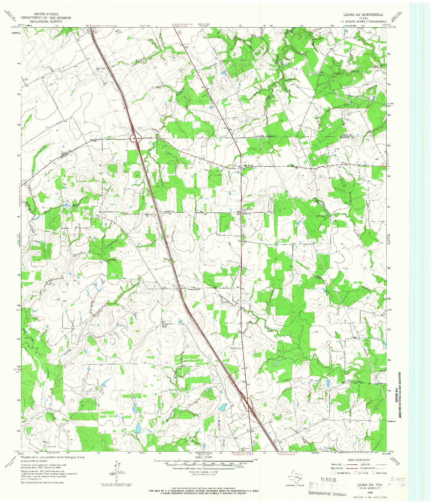 USGS 1:24000-SCALE QUADRANGLE FOR LEONA SW, TX 1964