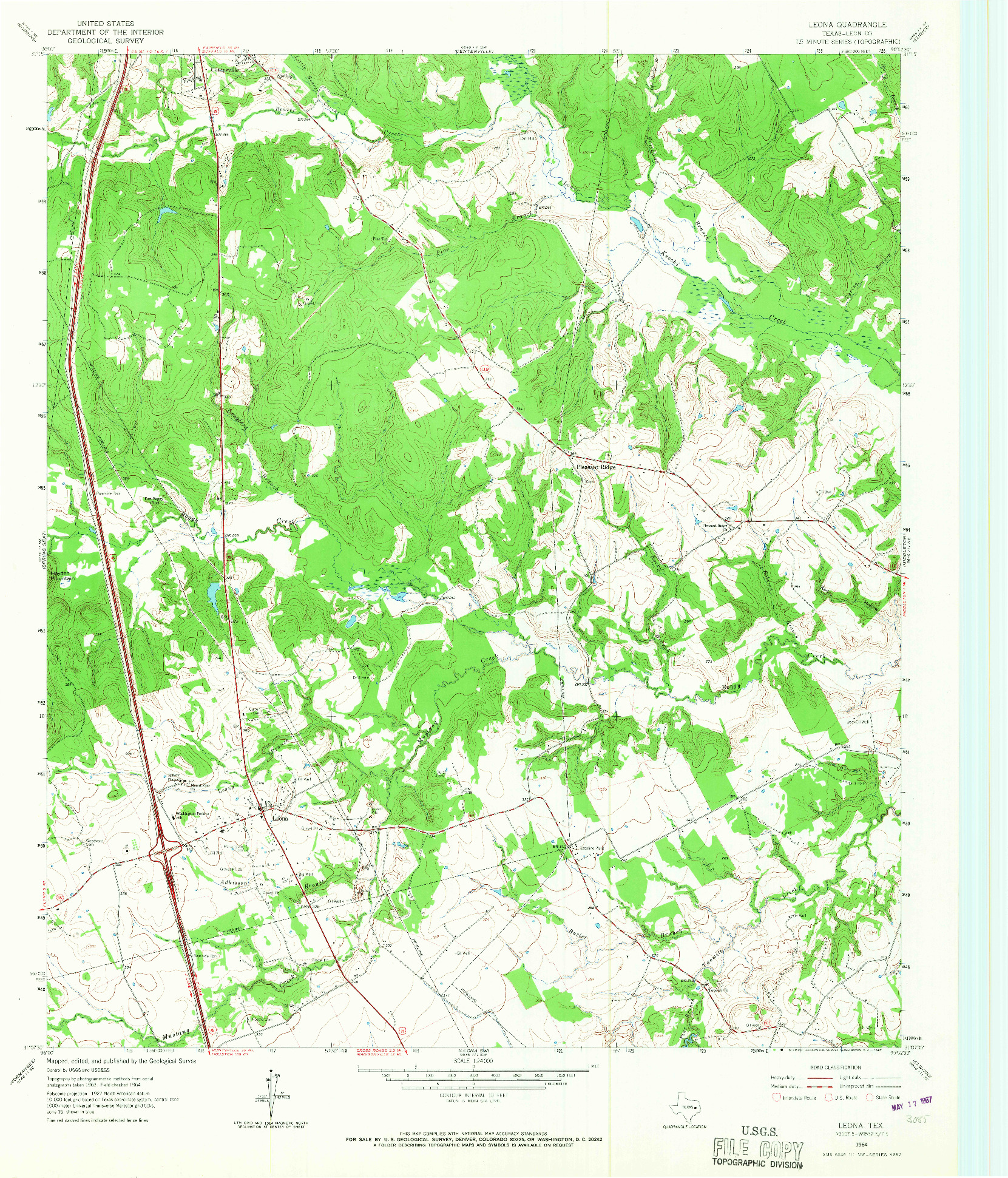 USGS 1:24000-SCALE QUADRANGLE FOR LEONA, TX 1964