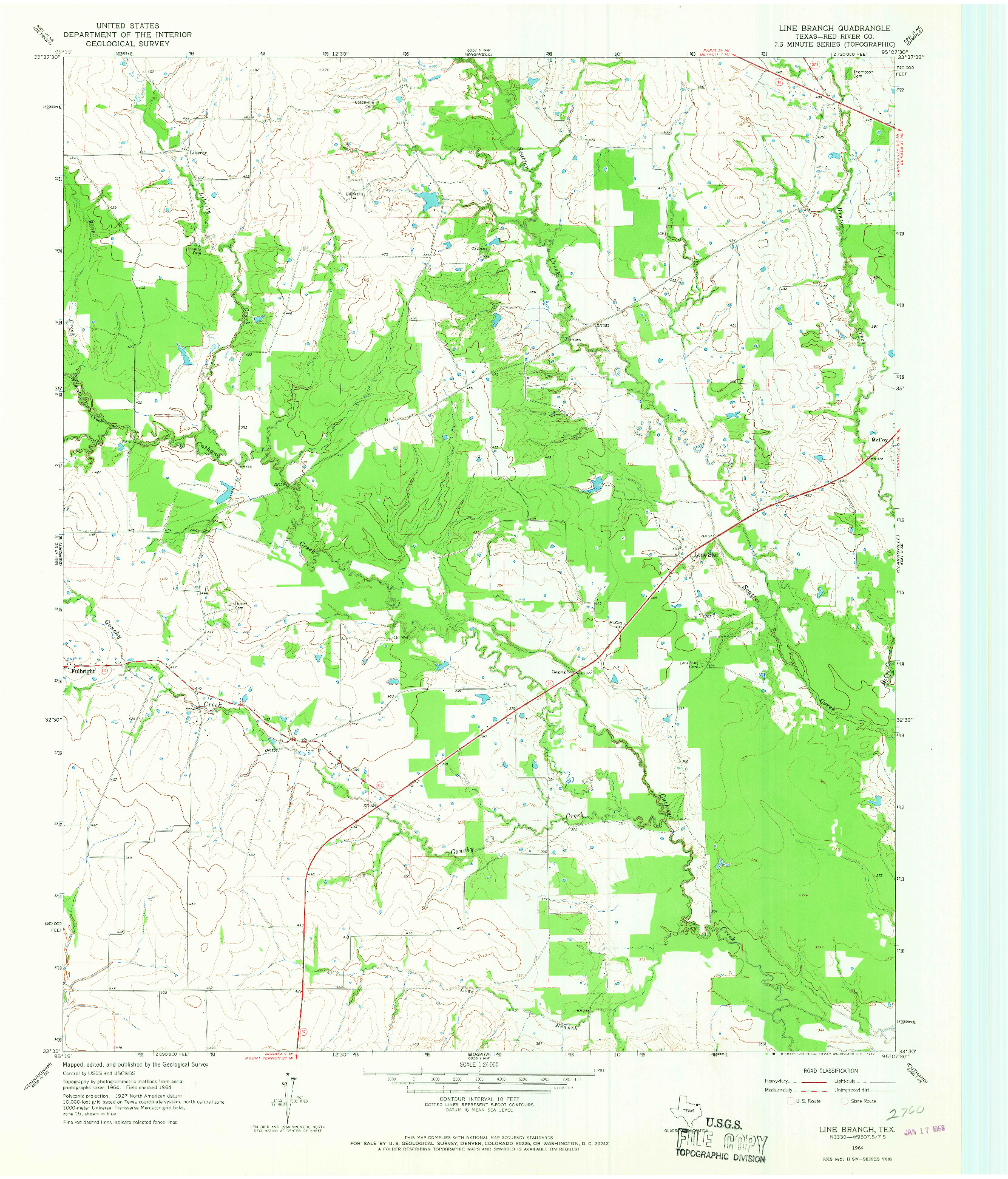 USGS 1:24000-SCALE QUADRANGLE FOR LINE BRANCH, TX 1964