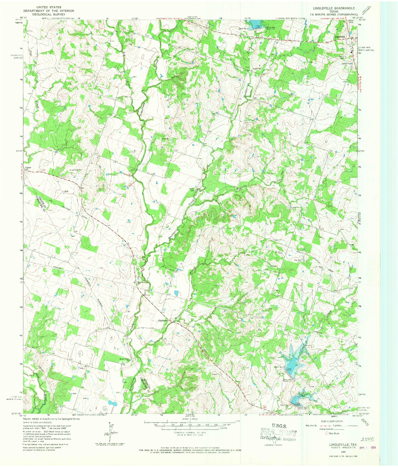 USGS 1:24000-SCALE QUADRANGLE FOR LINGLEVILLE, TX 1965