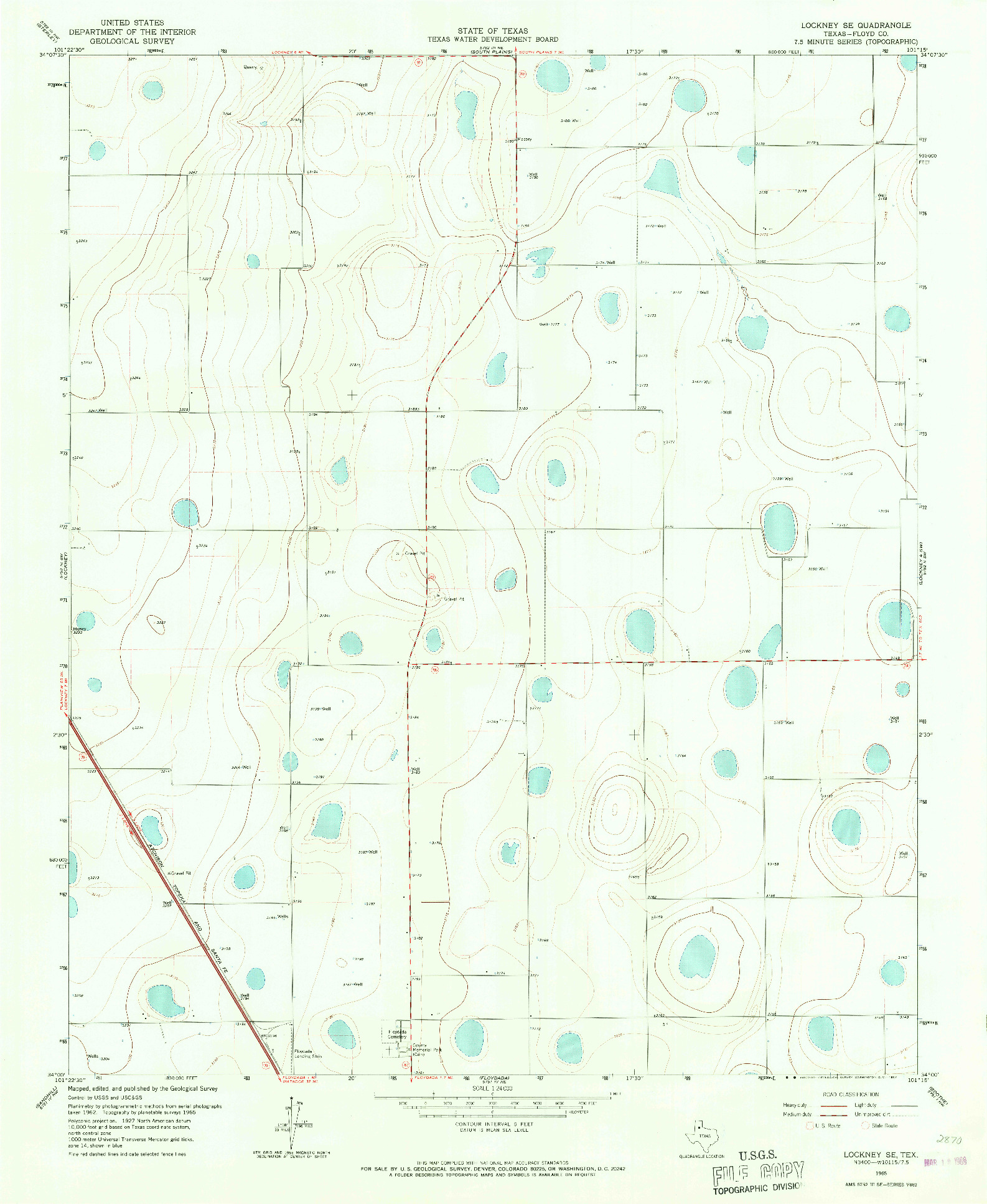 USGS 1:24000-SCALE QUADRANGLE FOR LOCKNEY SE, TX 1965