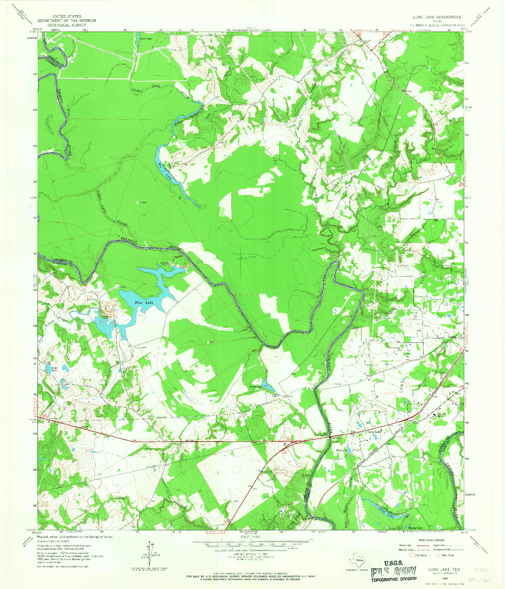 USGS 1:24000-SCALE QUADRANGLE FOR LONG LAKE, TX 1964